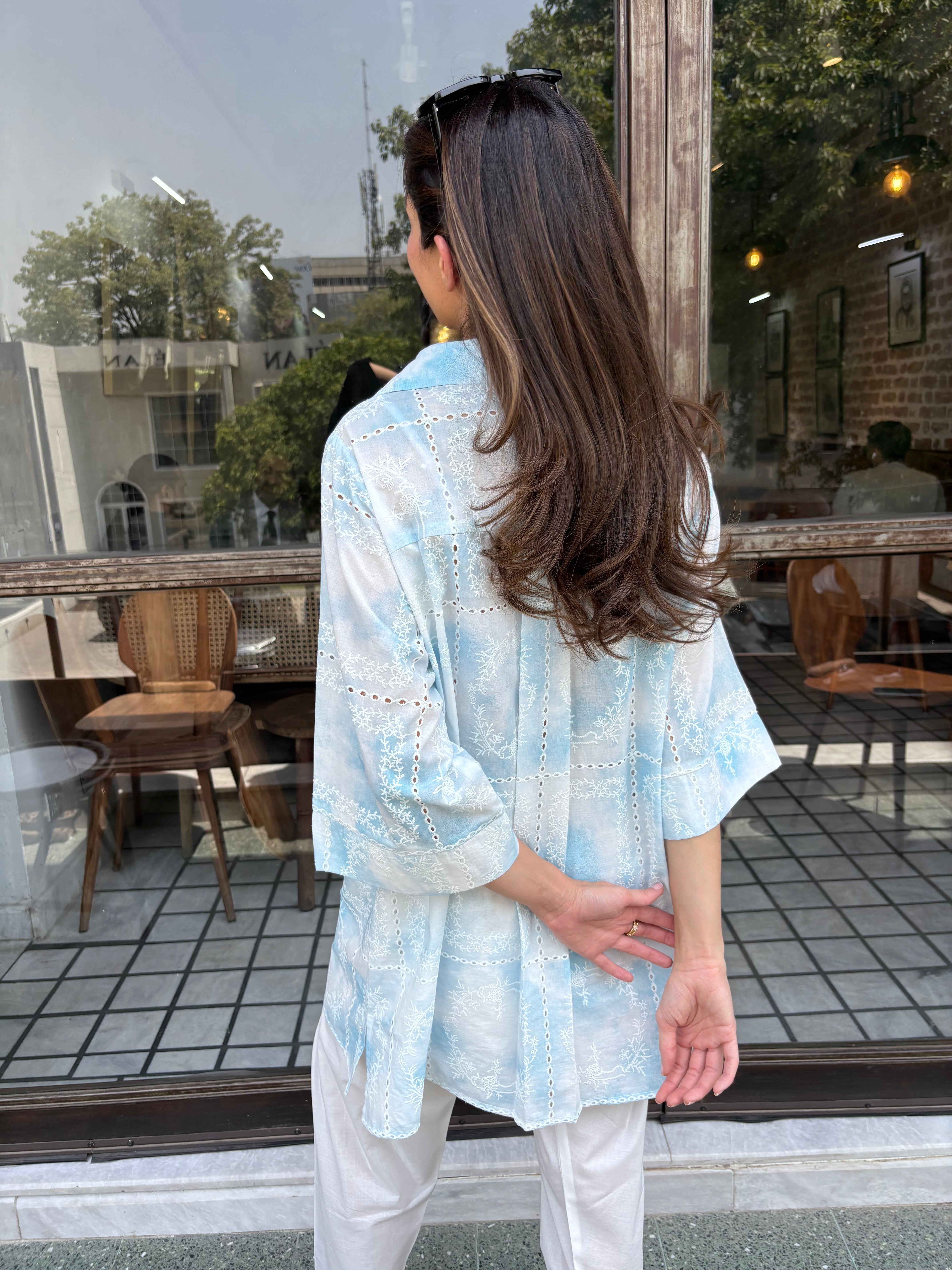 Blue Tie & Dye Chikankari Toby