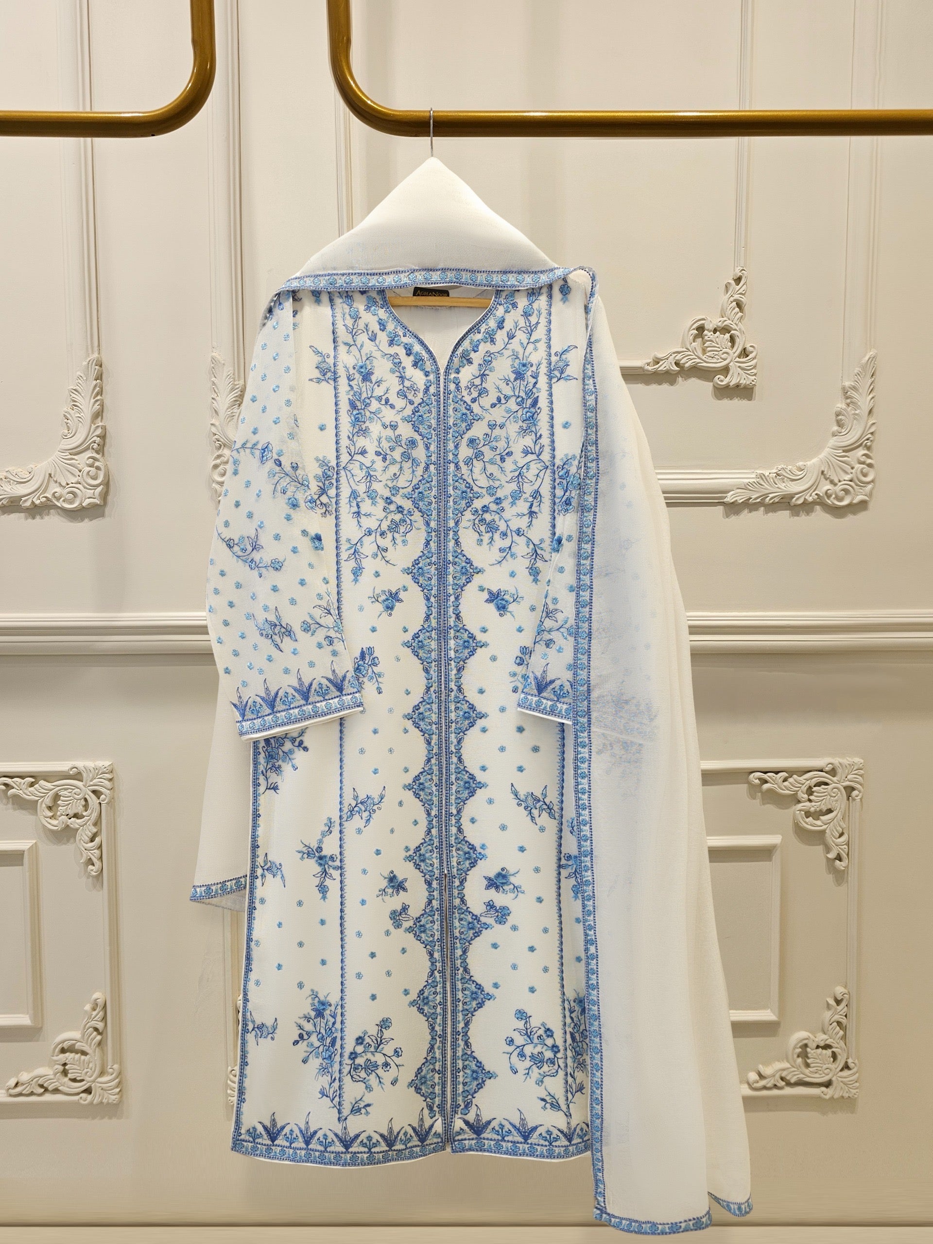 3 Piece - Pure Embroidered Cotton Net Suit S111972