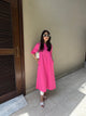 Oversized Linen Shirt Dress in Hot Pink