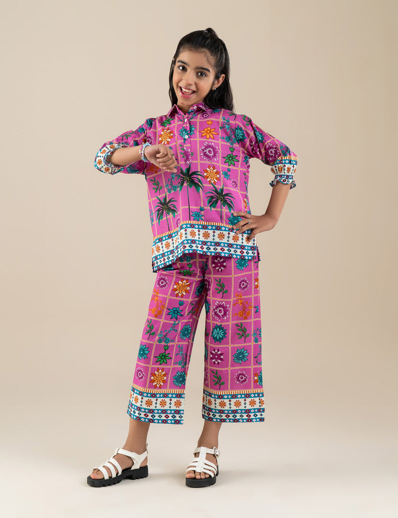 2 Piece Floral Printed Suit