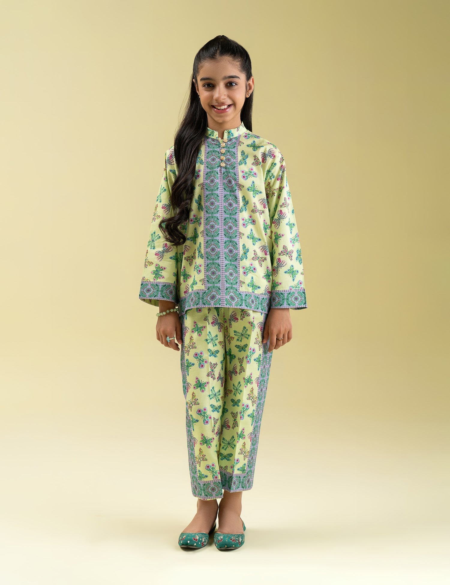 2 PIECE BUTTERFLY PRINTED SUIT