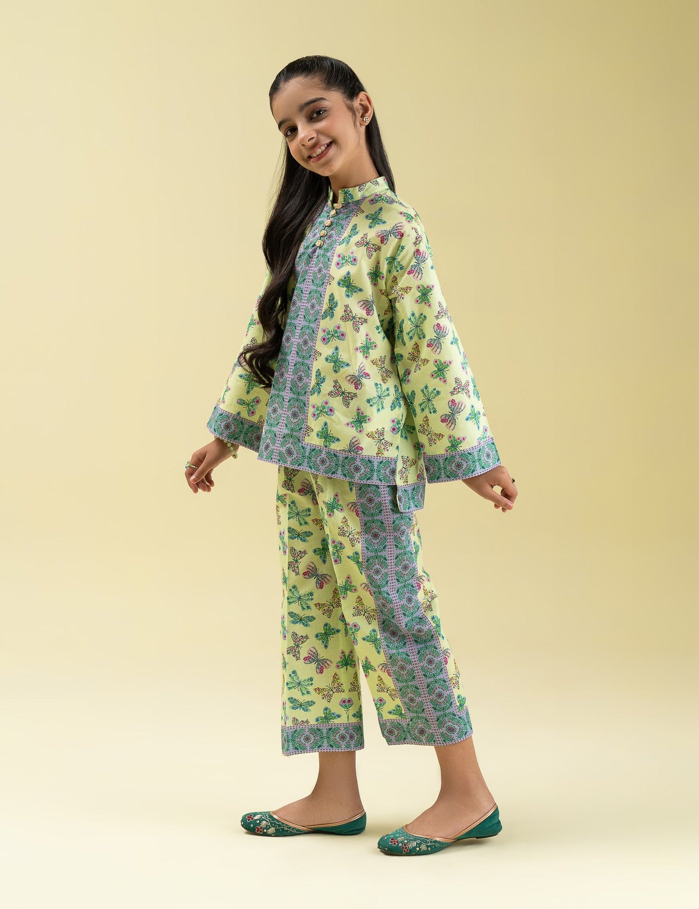 2 Piece Butterfly Printed Suit