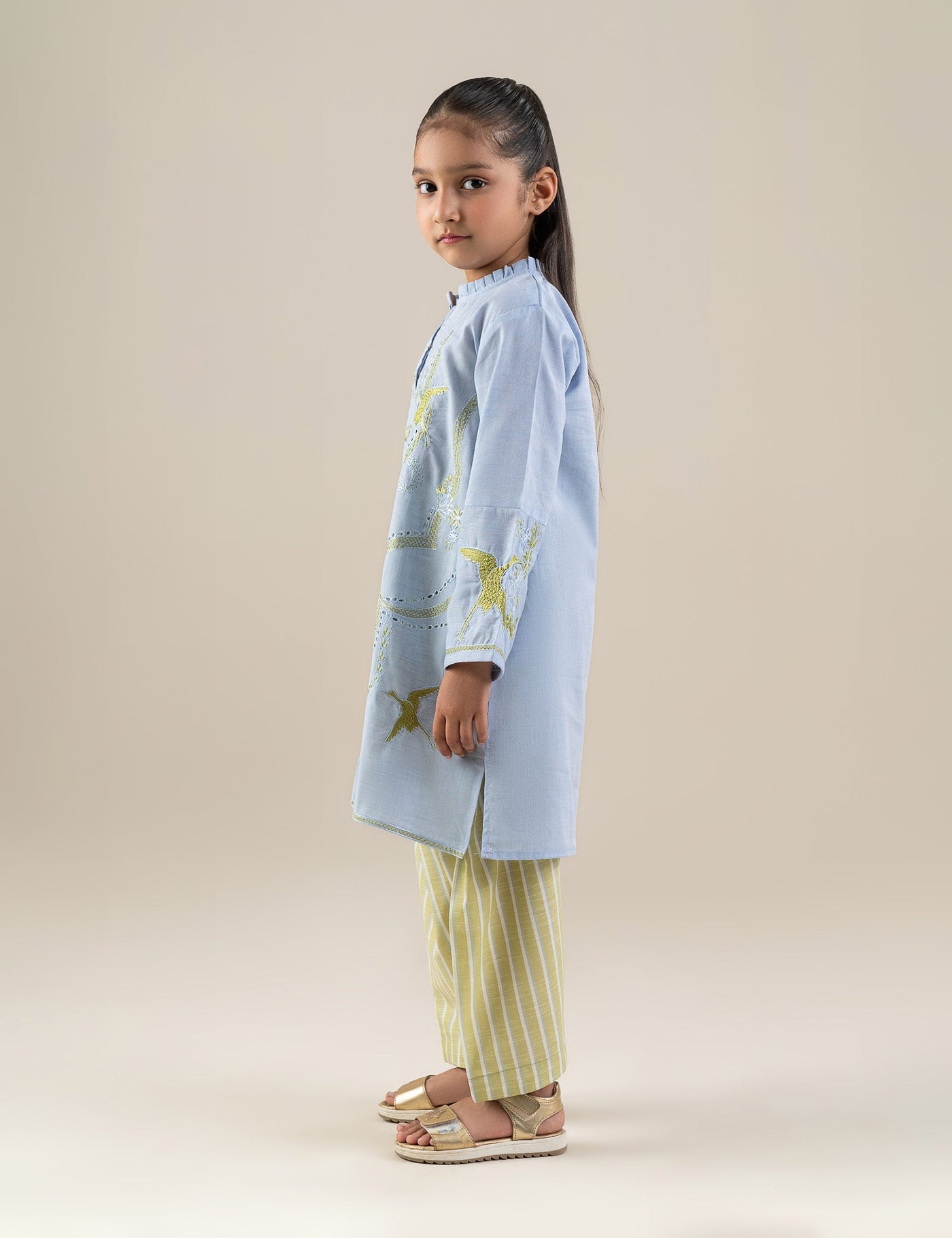 2 Piece Contrast Embroidered Suit