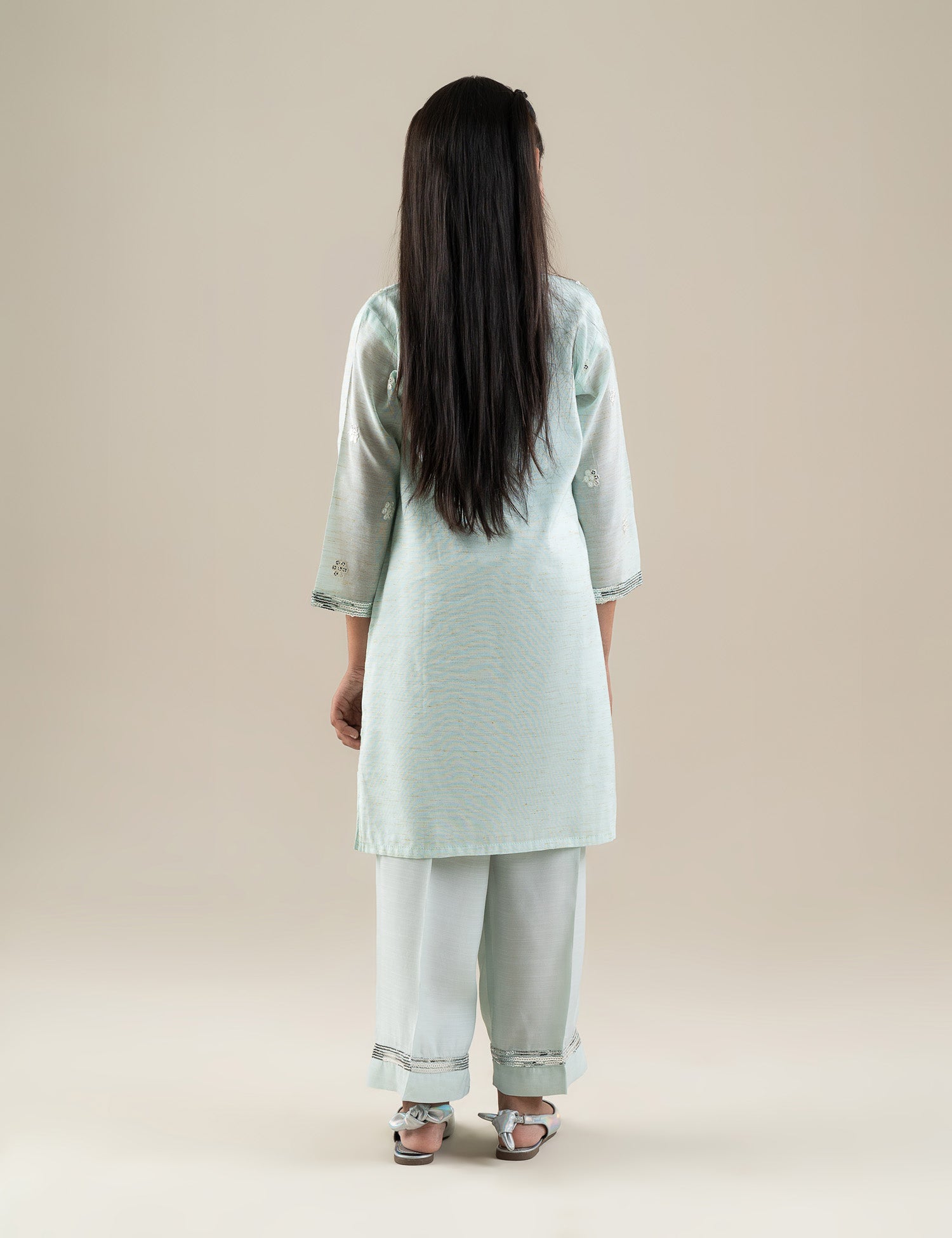 2 PIECE SEQUIN EMBROIDERED SUIT