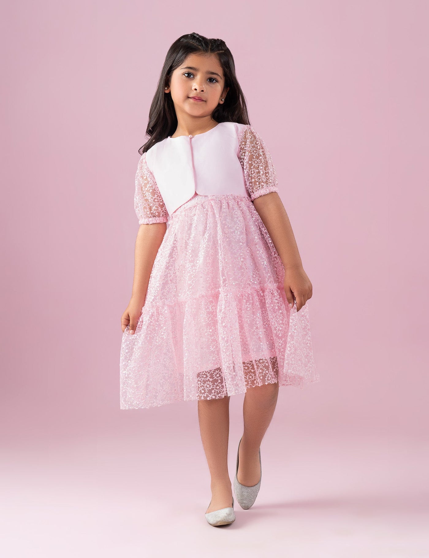 Sequin Net Dress With Shrug