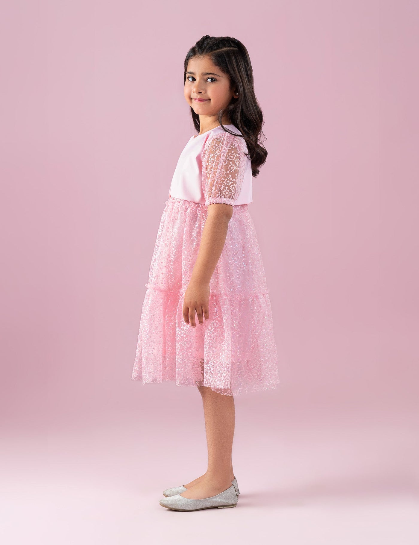 Sequin Net Dress With Shrug