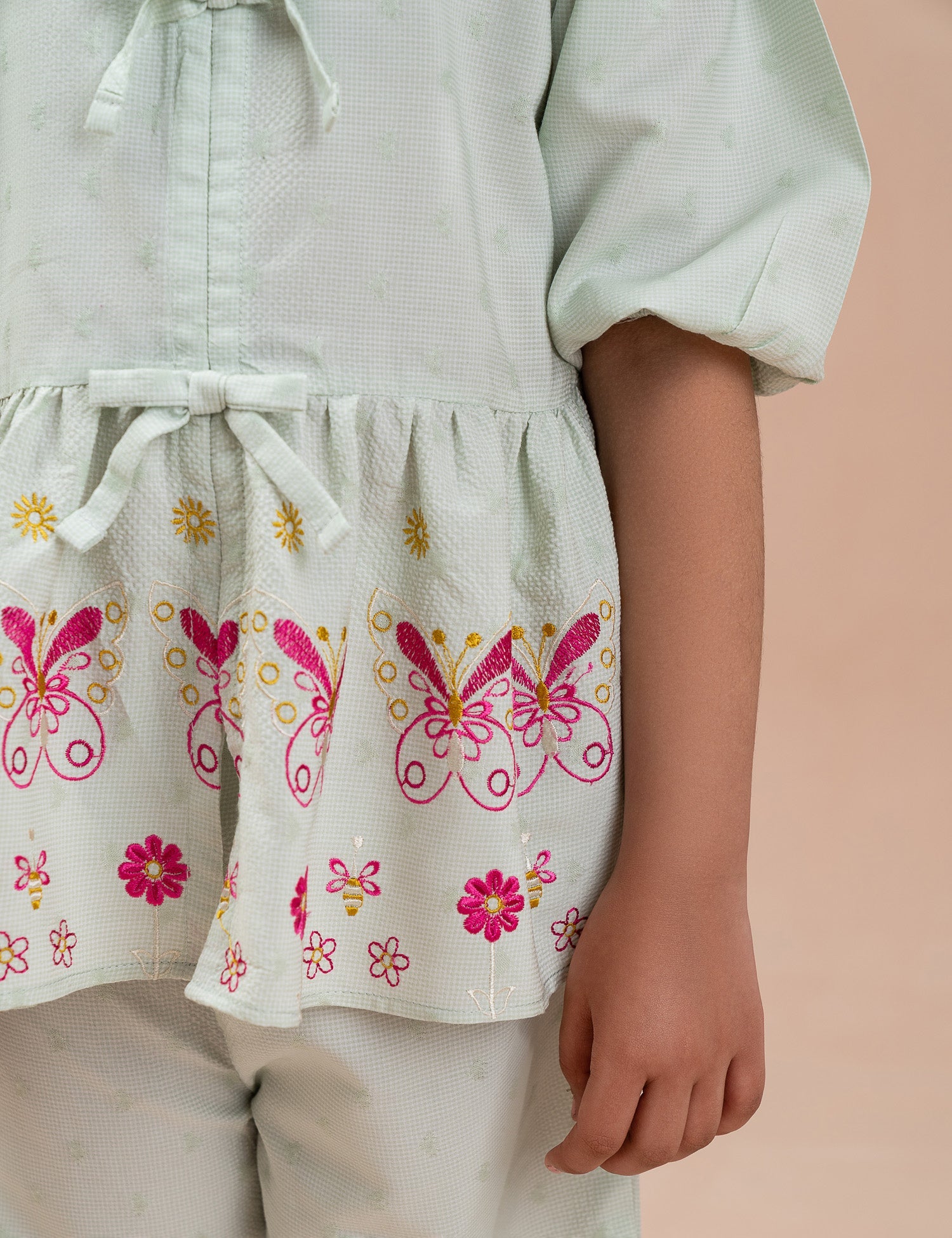 2 PIECE BUTTERFLY EMBROIDERED SUIT