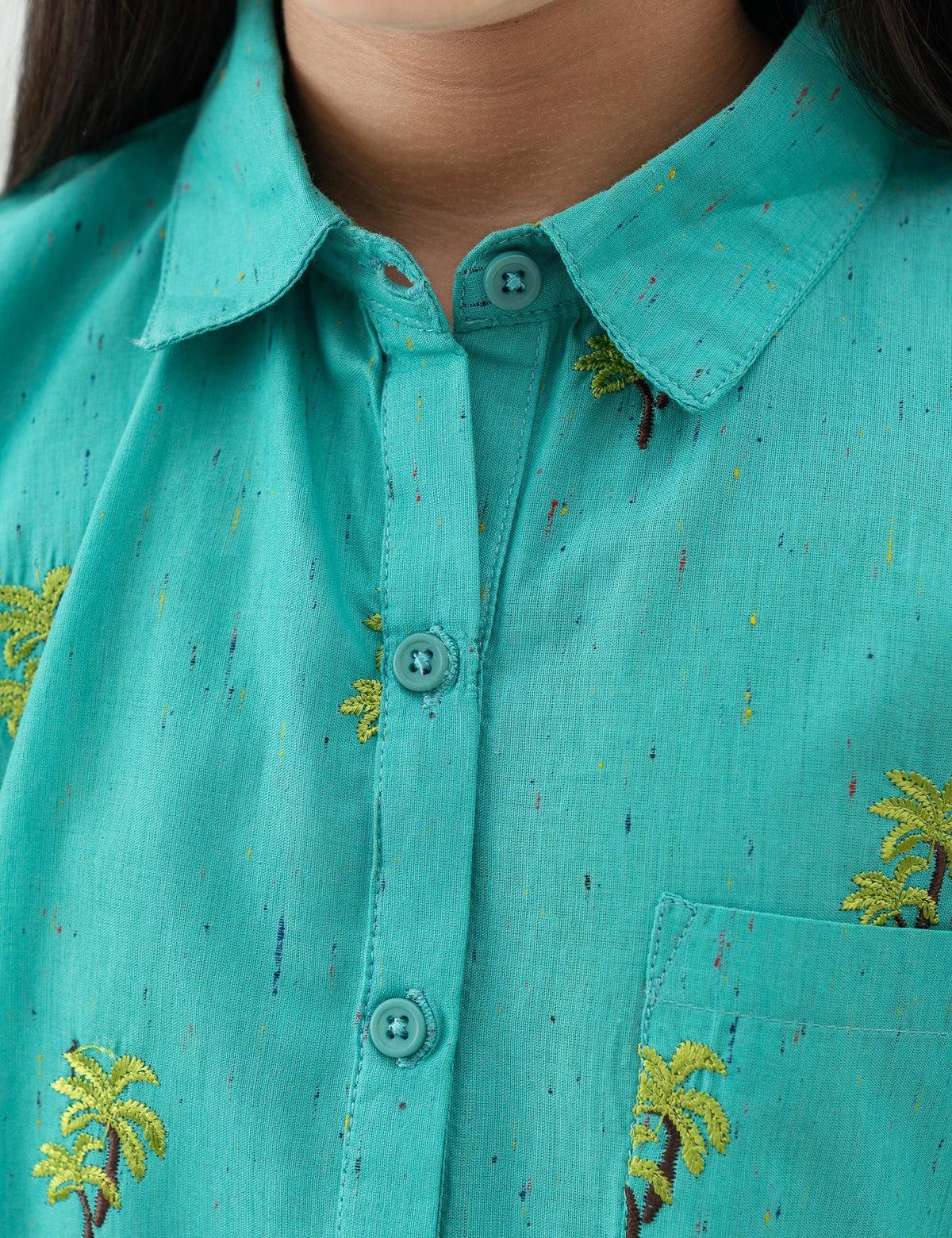 2 PIECE PALM TREE EMBROIDERED SUIT - BK12604BGWS8635-SEA GREEN-2000000301599-6-7Y