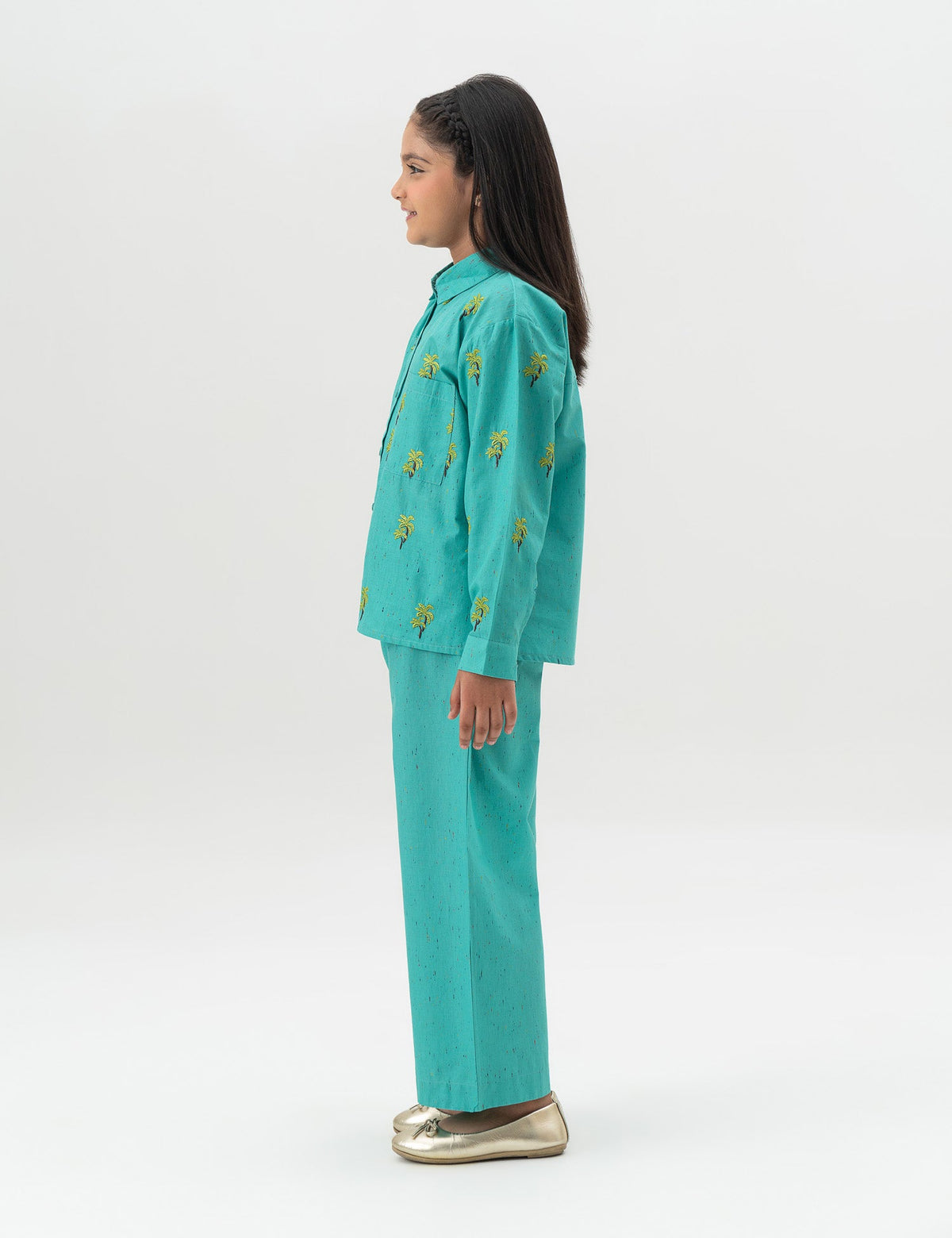 2 PIECE PALM TREE EMBROIDERED SUIT - BK12604BGWS8635-SEA GREEN-2000000301599-6-7Y