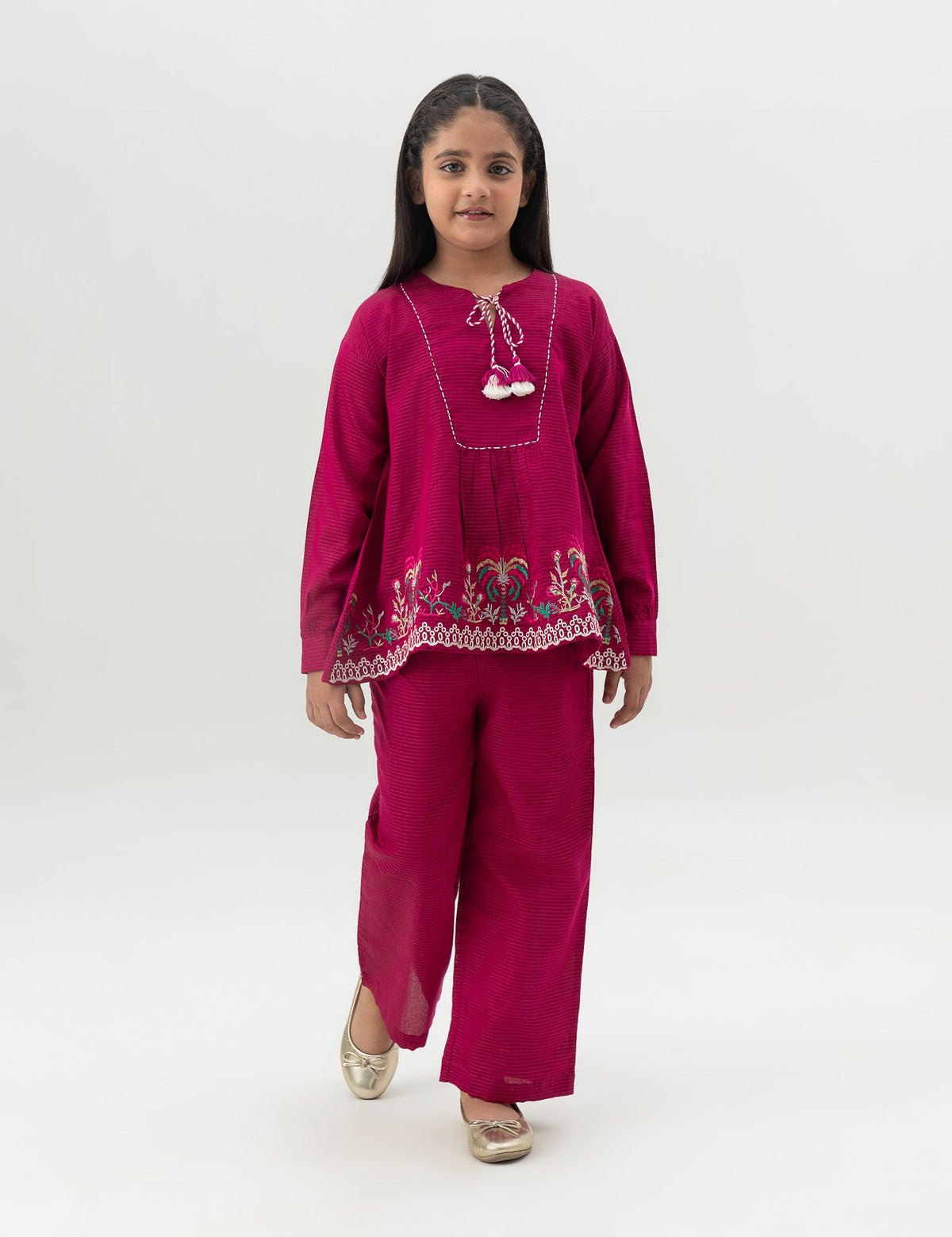 2 PIECE EMBROIDERED SUIT - BK12604BGWT8622-PINK-2000000301677-6-7Y