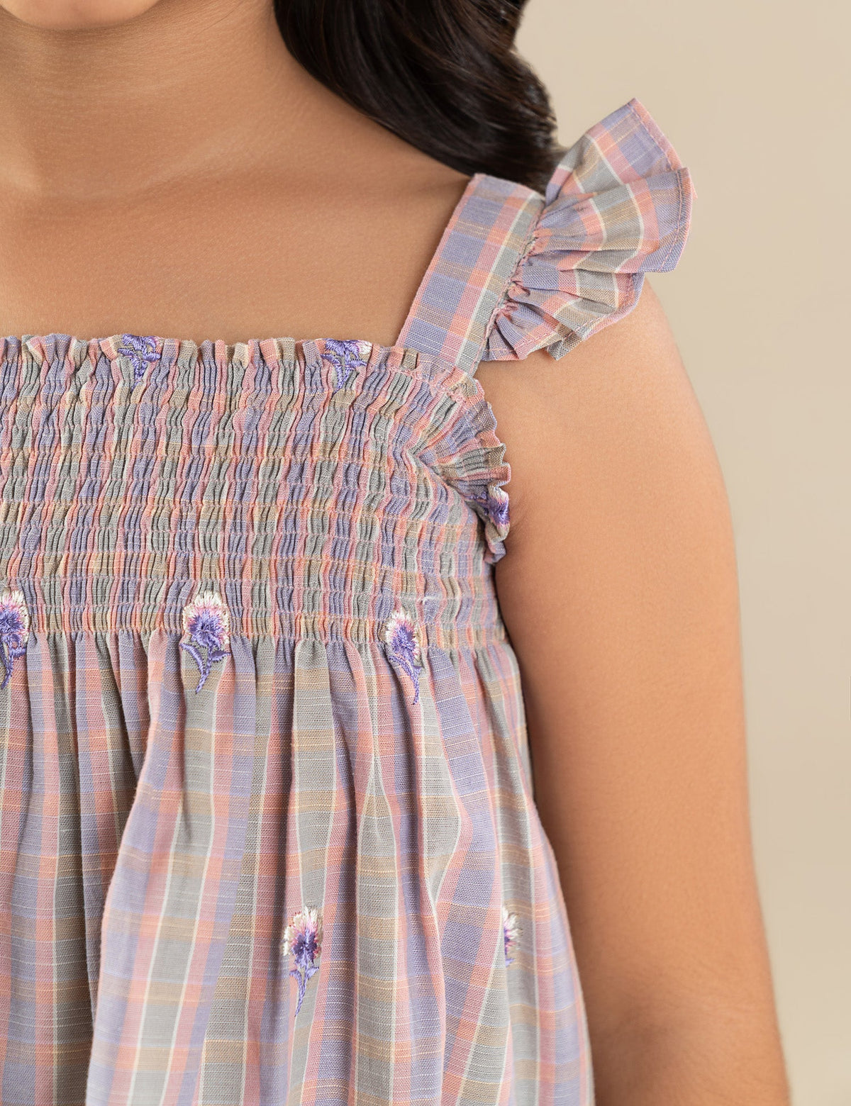 2 PIECE STRIPED EMBROIDERED SUIT