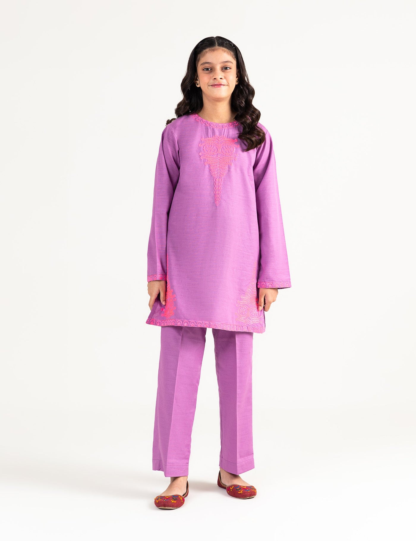 2 Piece Neon Embroidered Suit