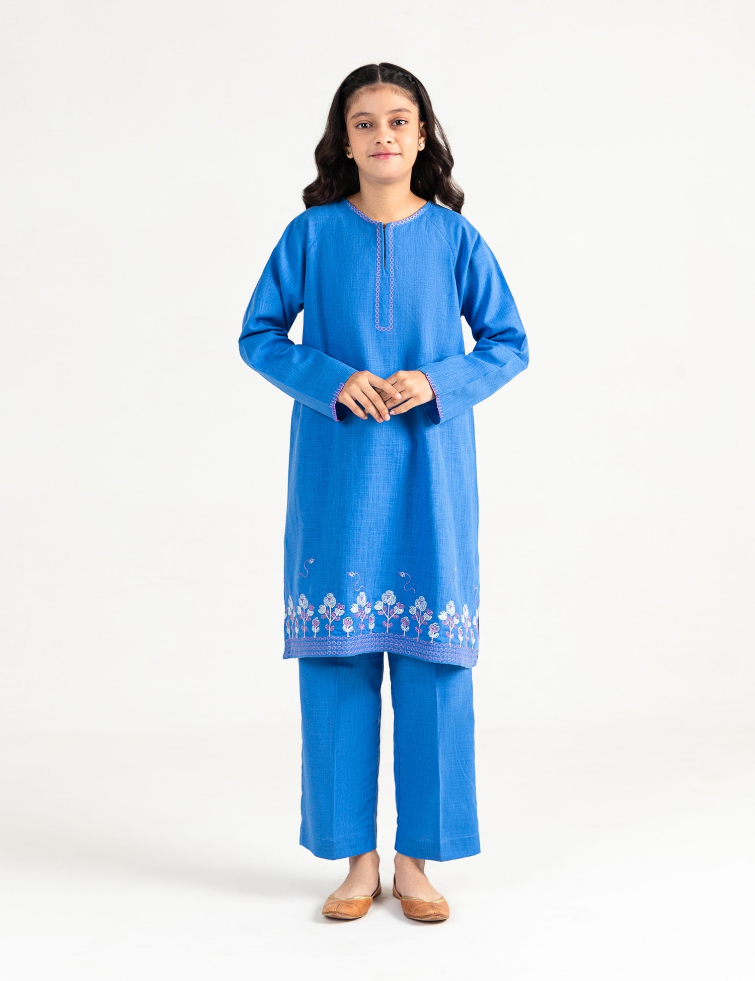 2 Piece Floral Embroidered Suit