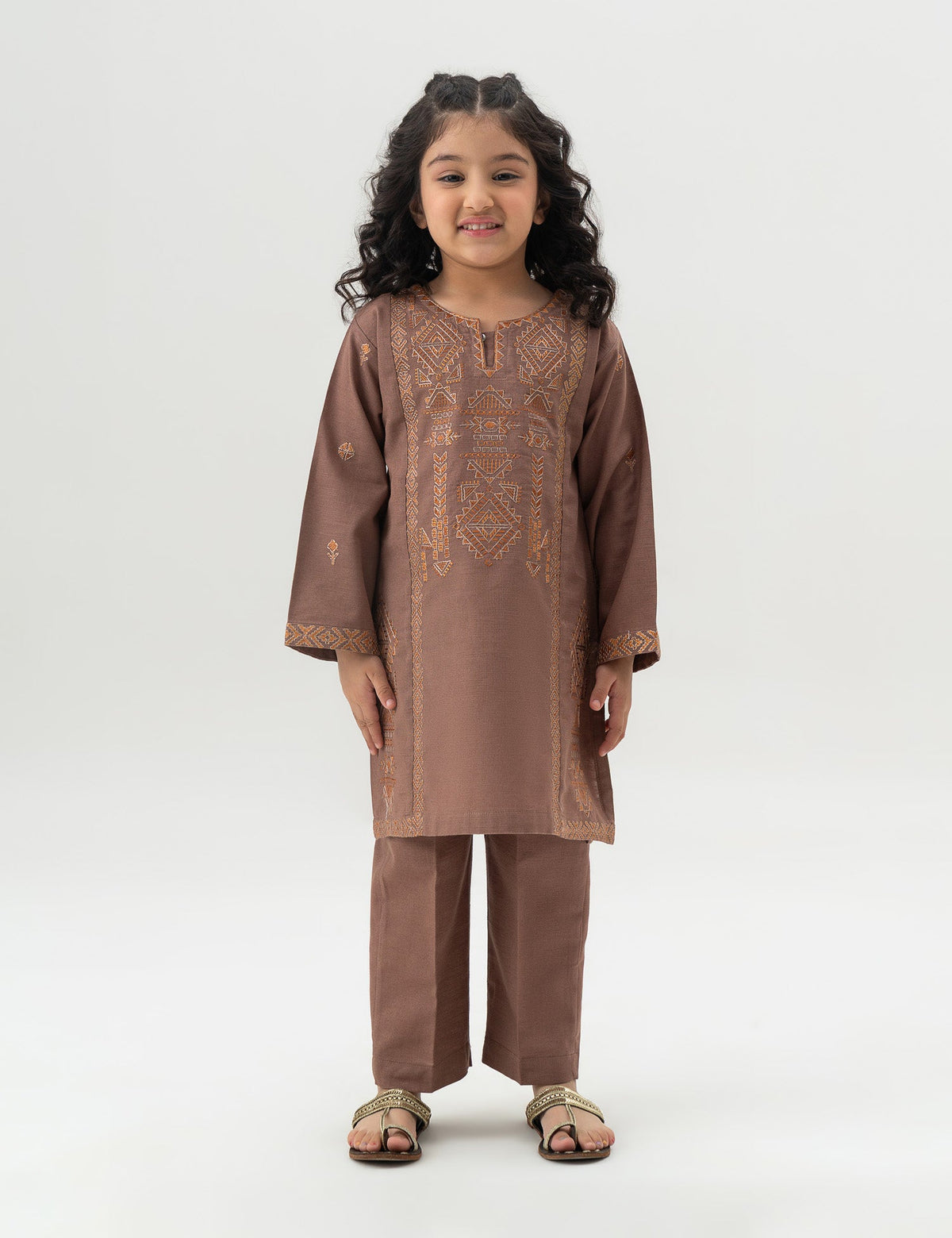 2 PIECE ETHNIC EMBROIDERED SUIT - BK22601GEWS29529-BROWN-185925-3-4Y