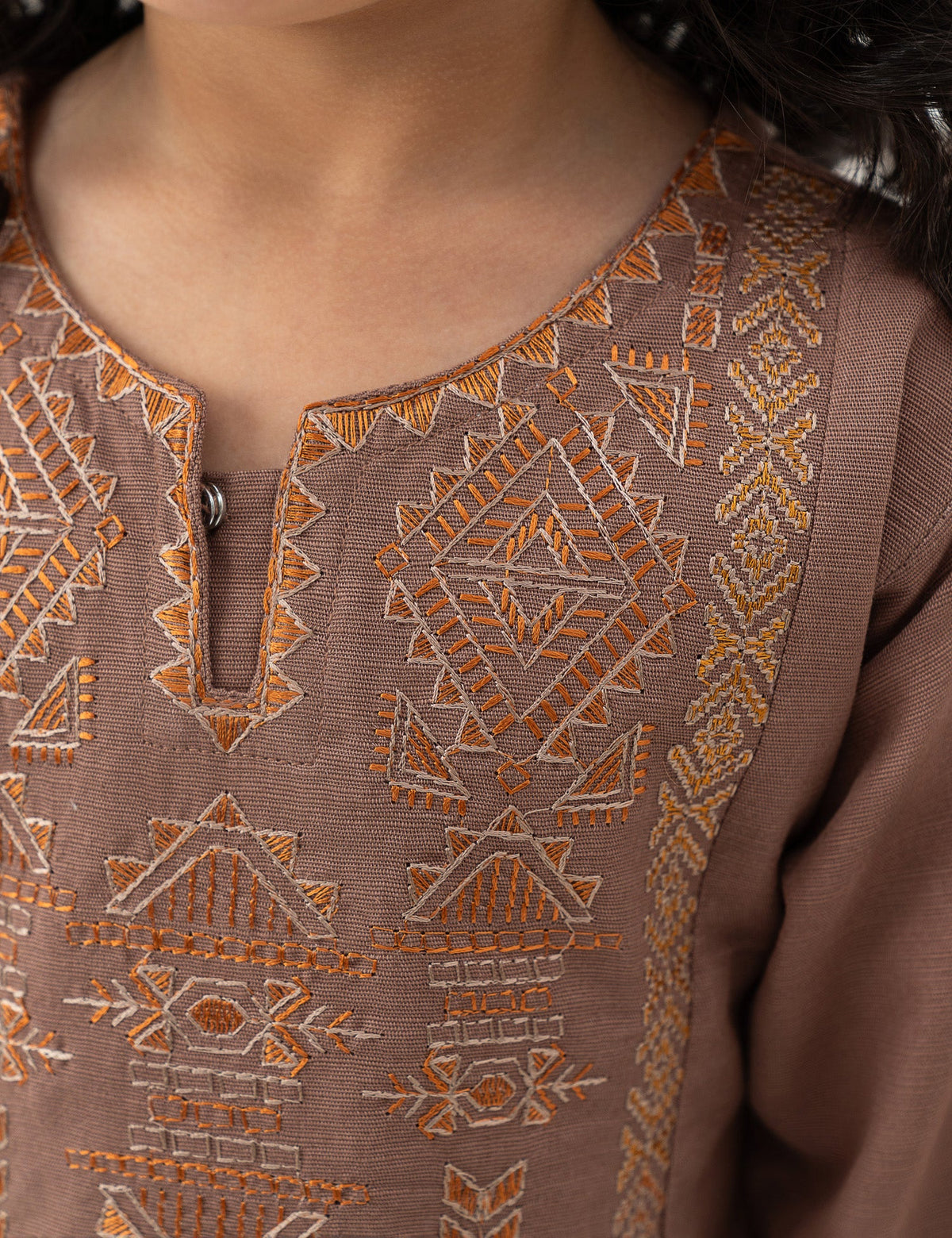 2 PIECE ETHNIC EMBROIDERED SUIT - BK22601GEWS29529-BROWN-185925-3-4Y