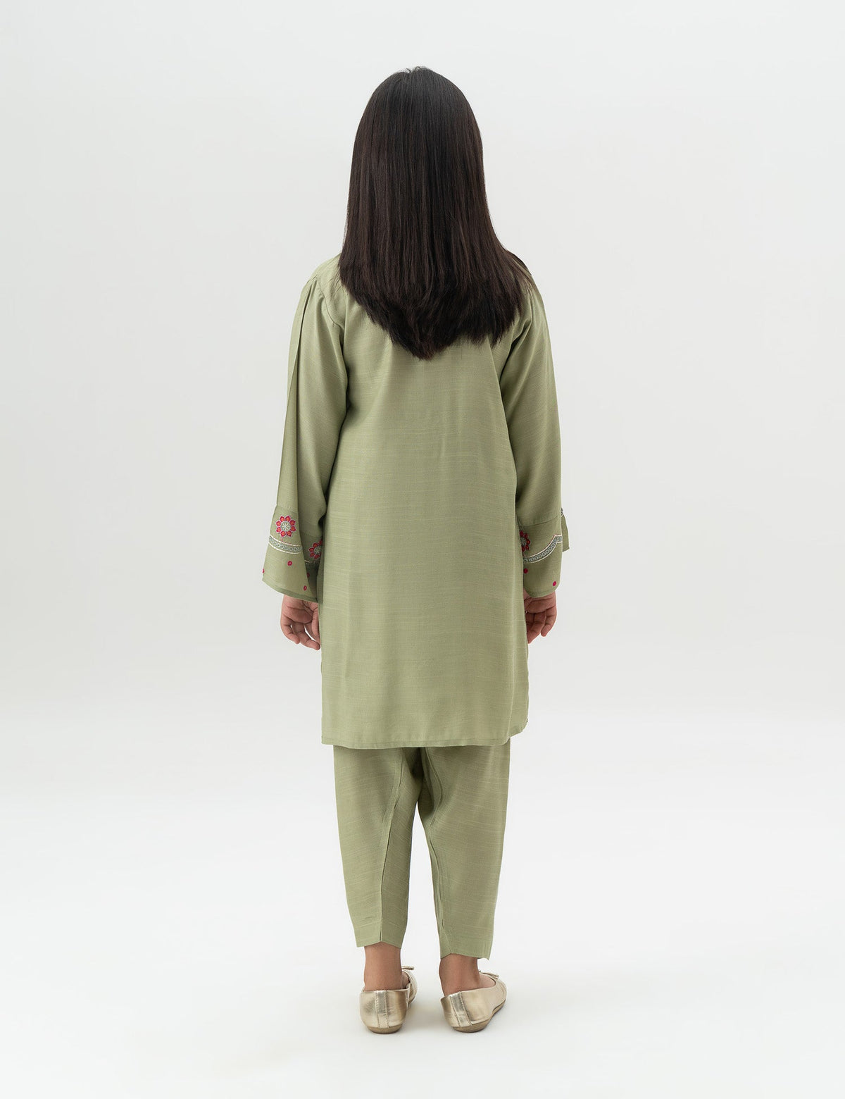2 PIECE FLORAL EMBROIDERED SUIT - BK22601GEWS29560-GREEN-186297-3-4Y