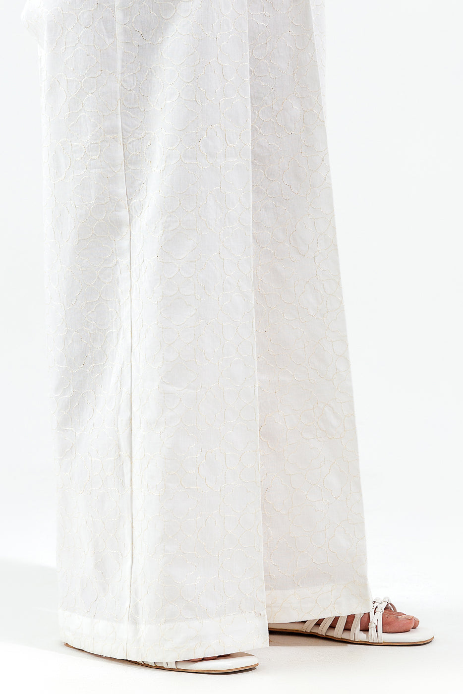 Embellished Cotton Silk Trousers(As Shown)