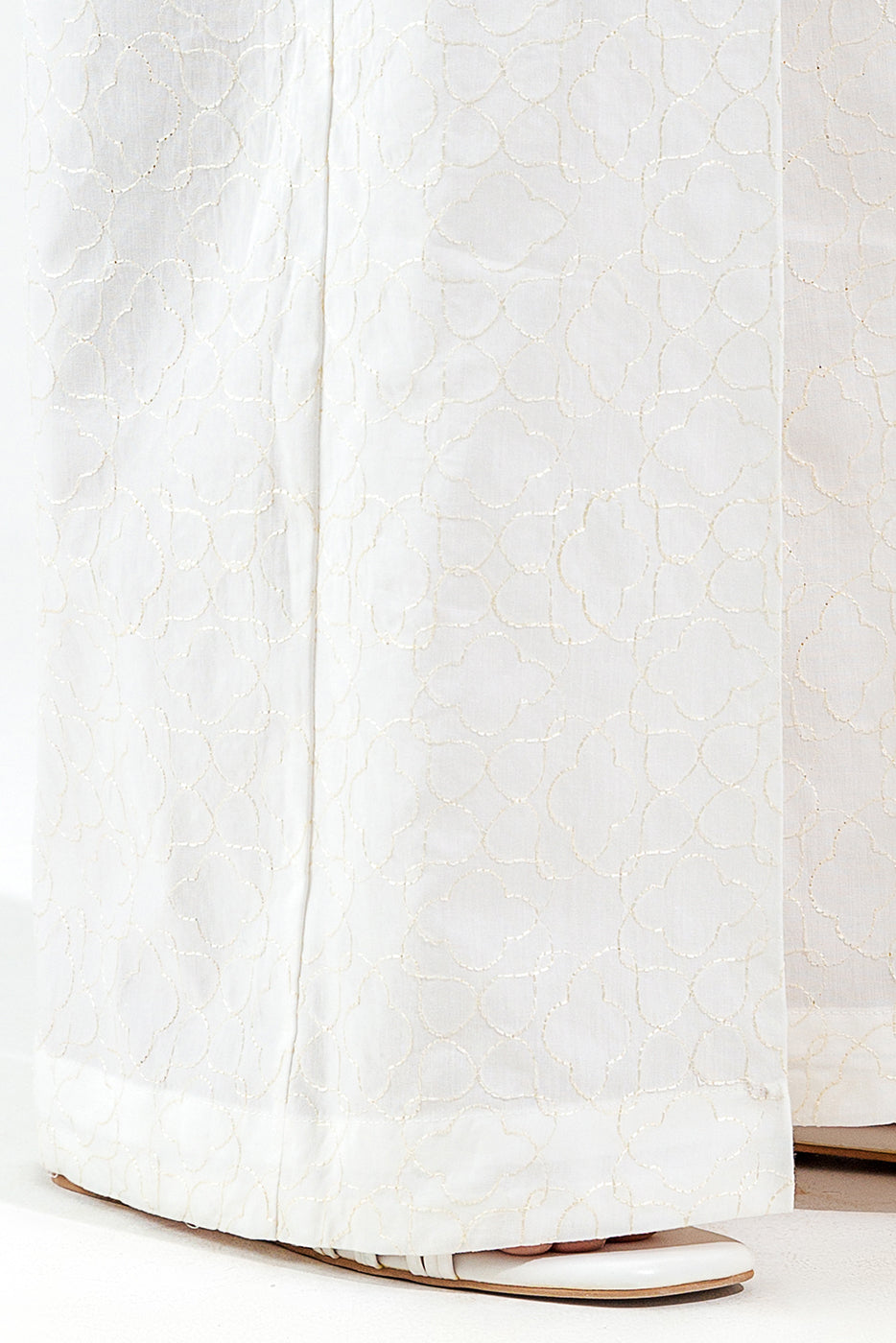 Embellished Cotton Silk Trousers(As Shown)
