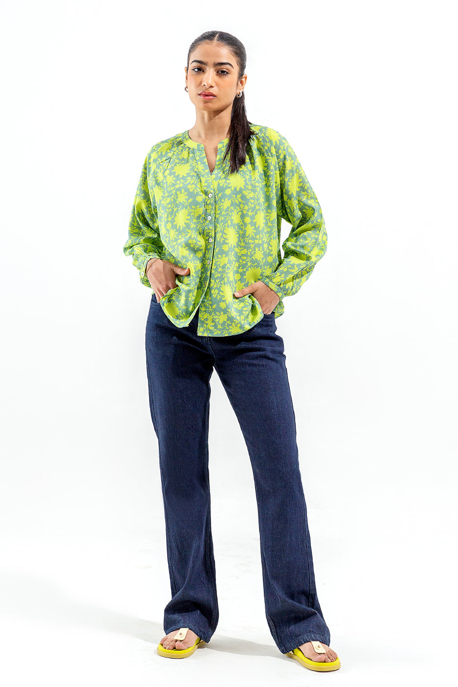 Printed Floral Collar Shirt