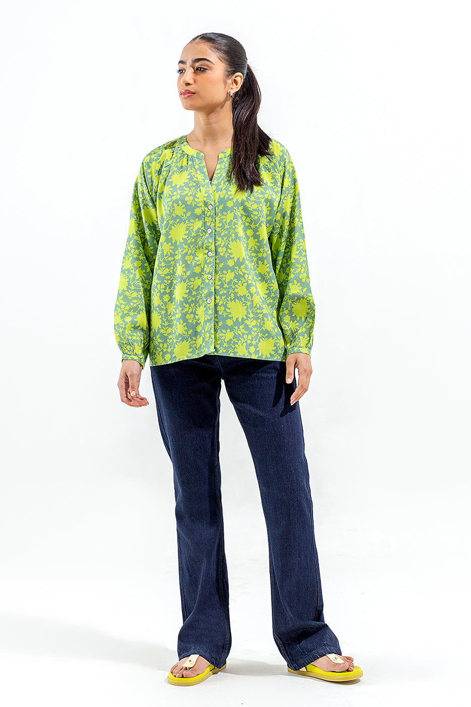 Printed Floral Collar Shirt