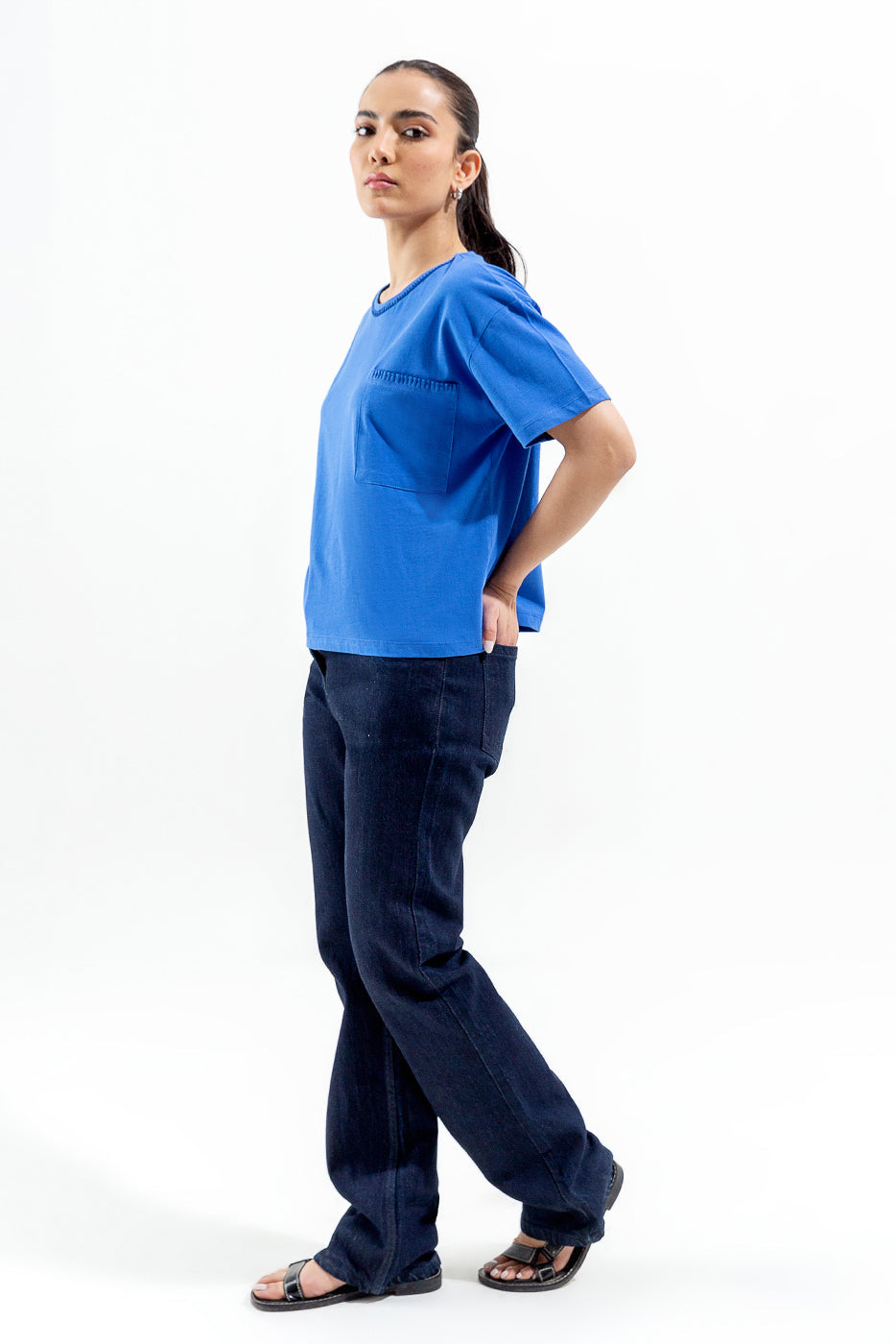 Blue Embroidered Tee