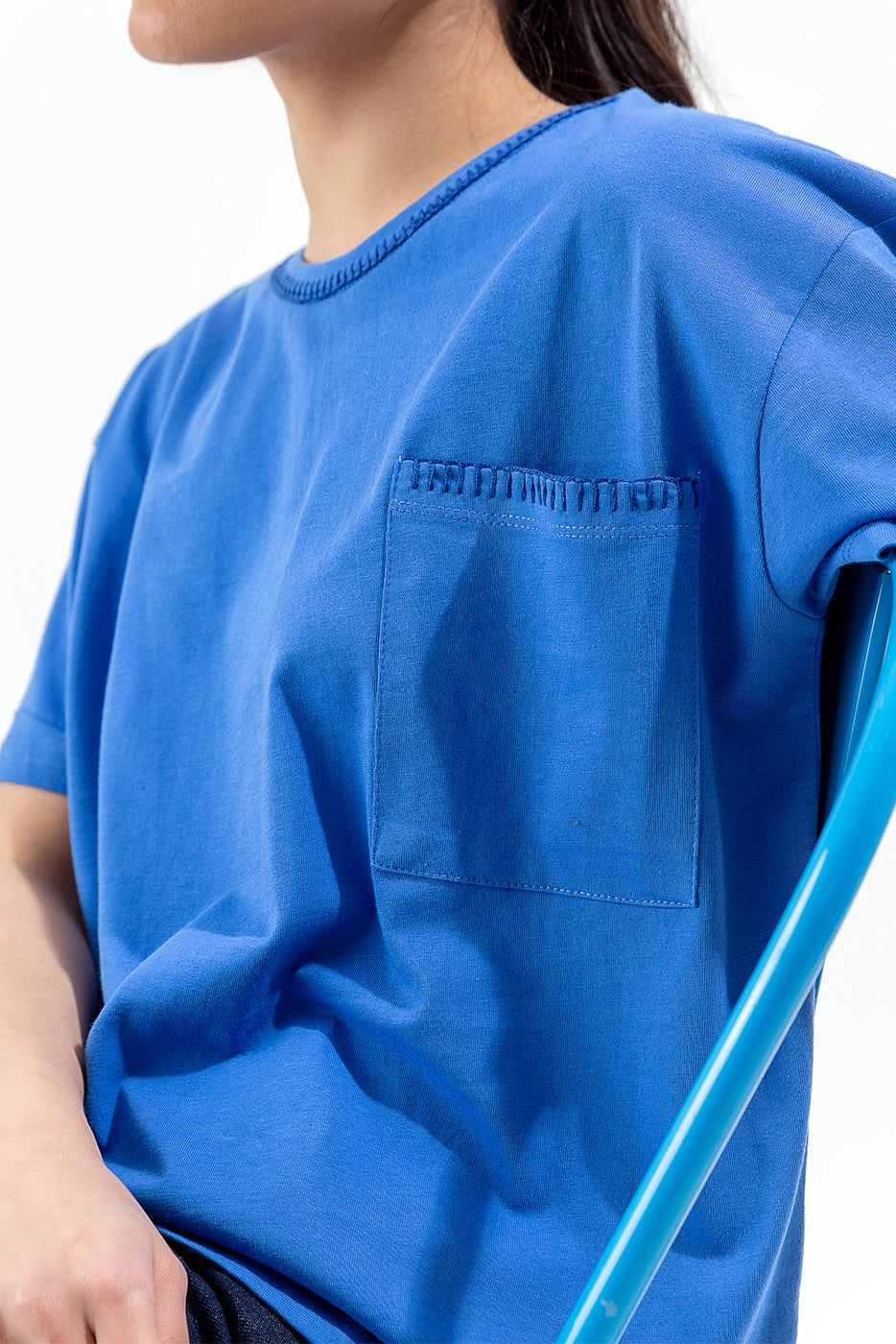 Blue Embroidered Tee