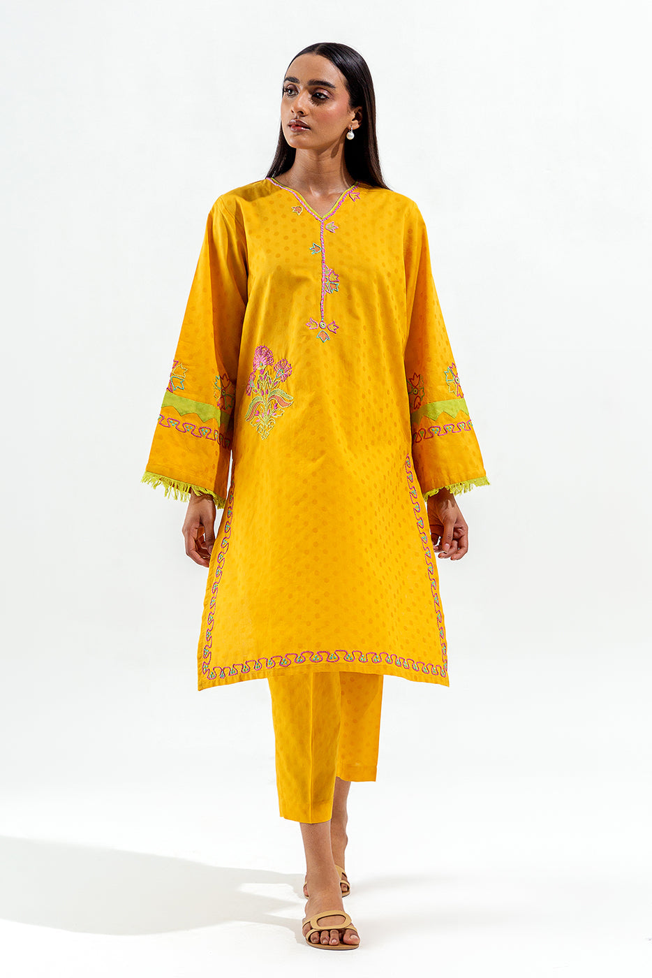 2 Piece Embroidered Self Jacquard Suit (Pret)
