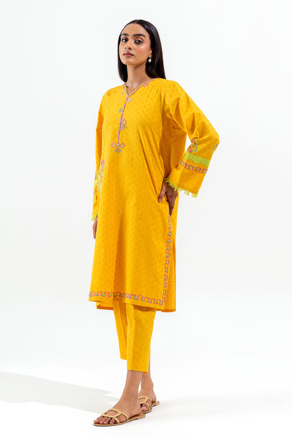 2 Piece Embroidered Self Jacquard Suit (Pret)