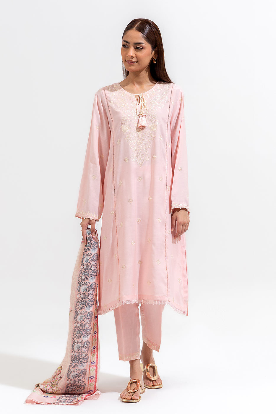 3 Piece Embroidered Silk Suit (Luxury-Pret)
