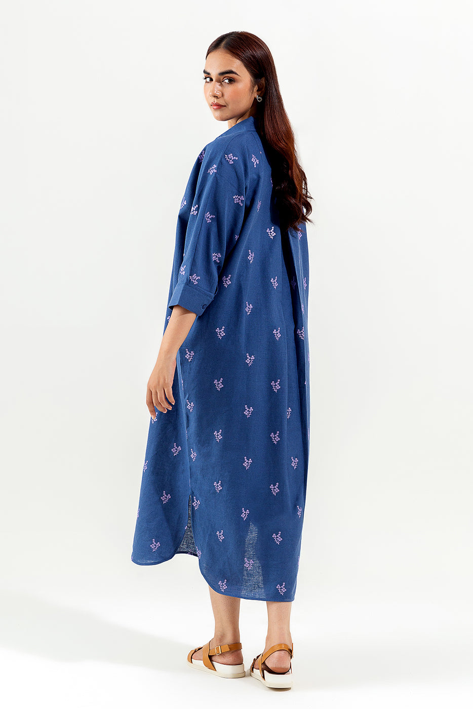 Navy Embroidered Long Tunic