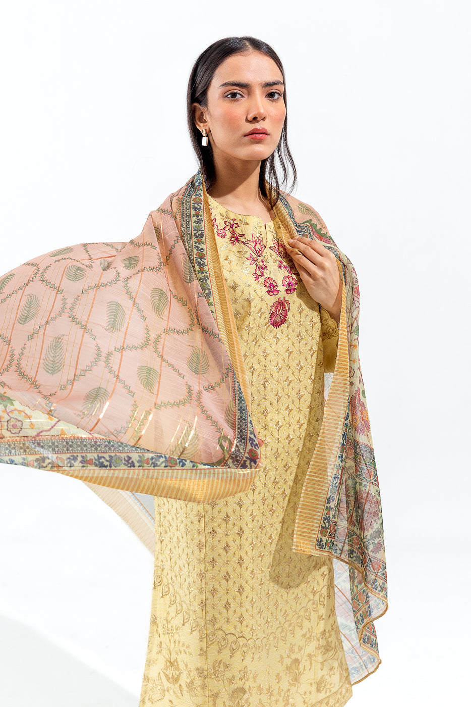2 Piece Embroidered Slub Suit (Luxury Pret)