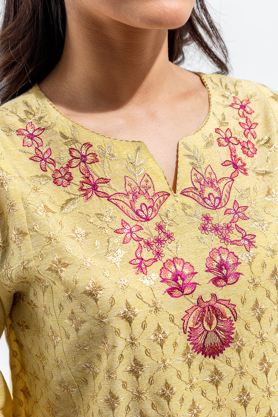 2 Piece Embroidered Slub Suit (Luxury Pret)