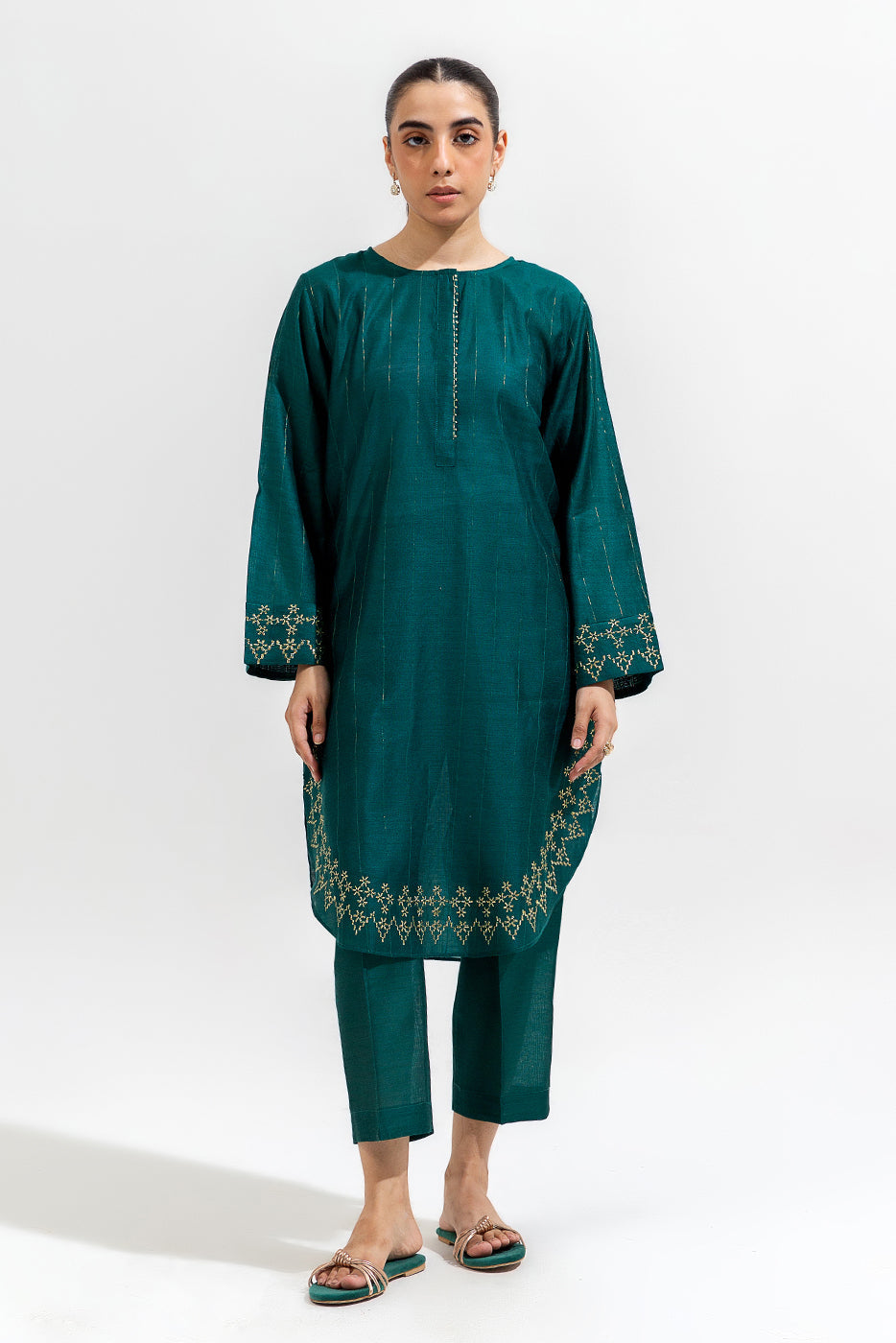 2 Piece Embroidered Two Tone Suit (Luxury-Pret)