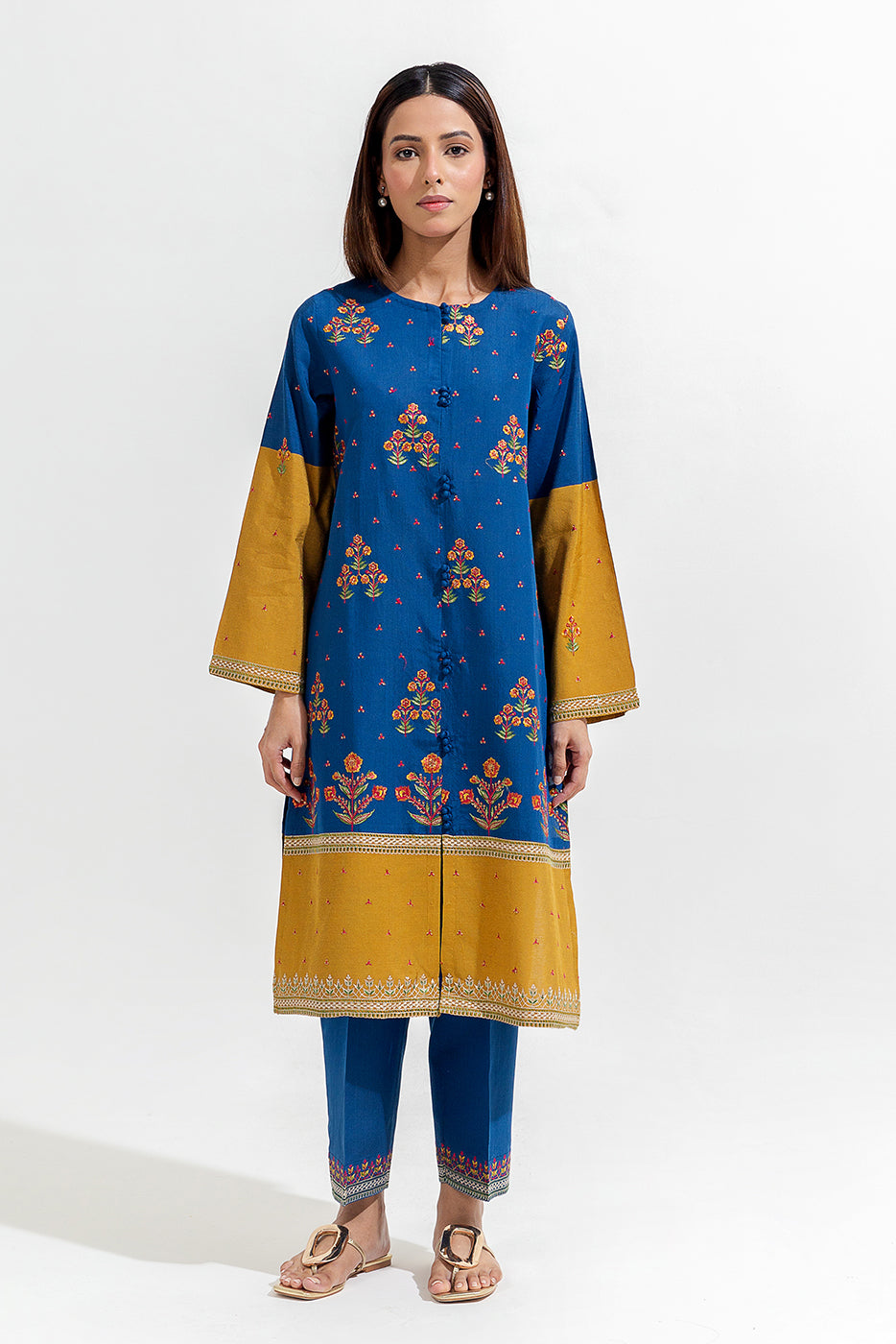 2 Piece Embroidered Two Tone Suit (Luxury-Pret)