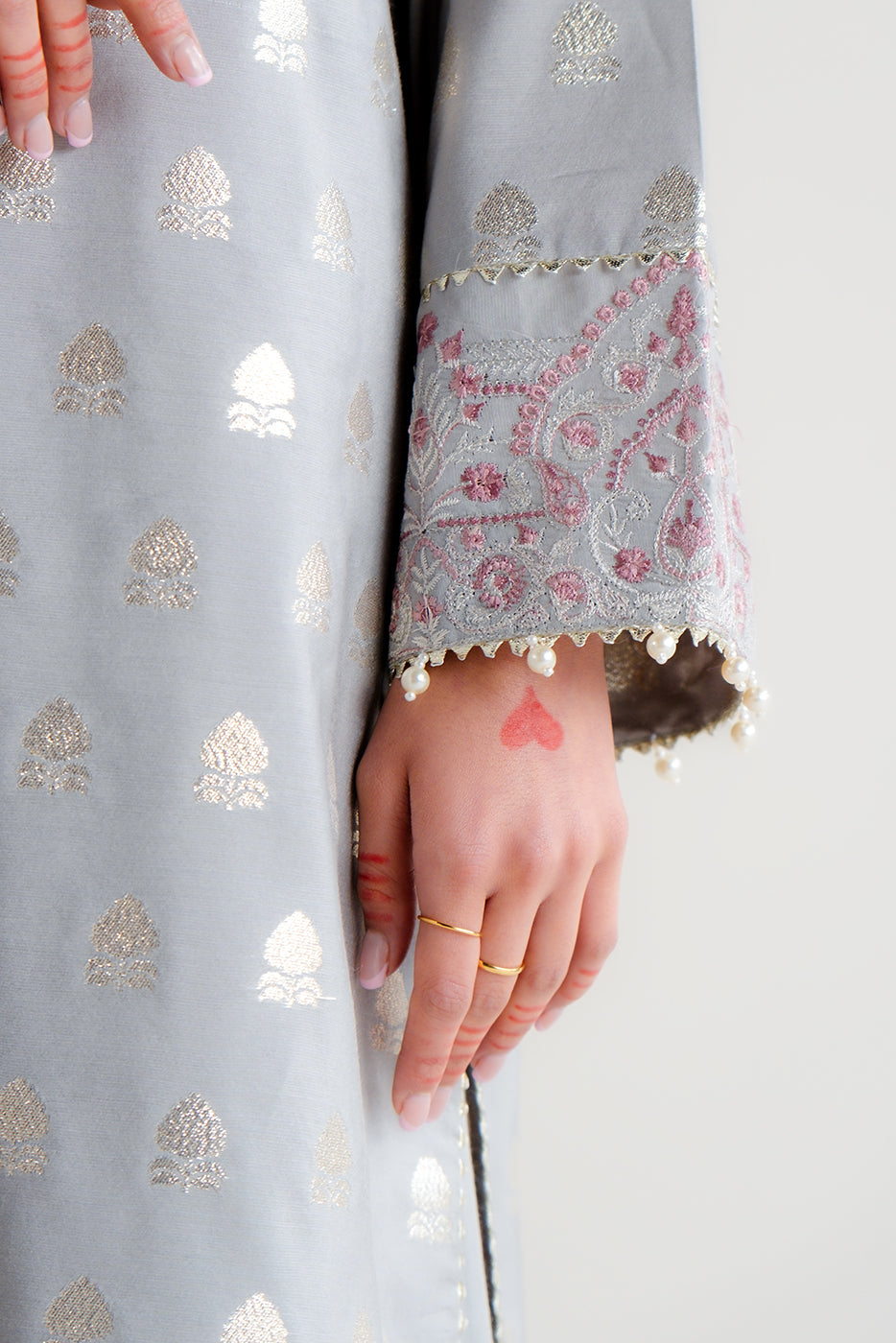 3 Piece Embroidered Jacquard Suit-Mystic Misty (Unstitched)