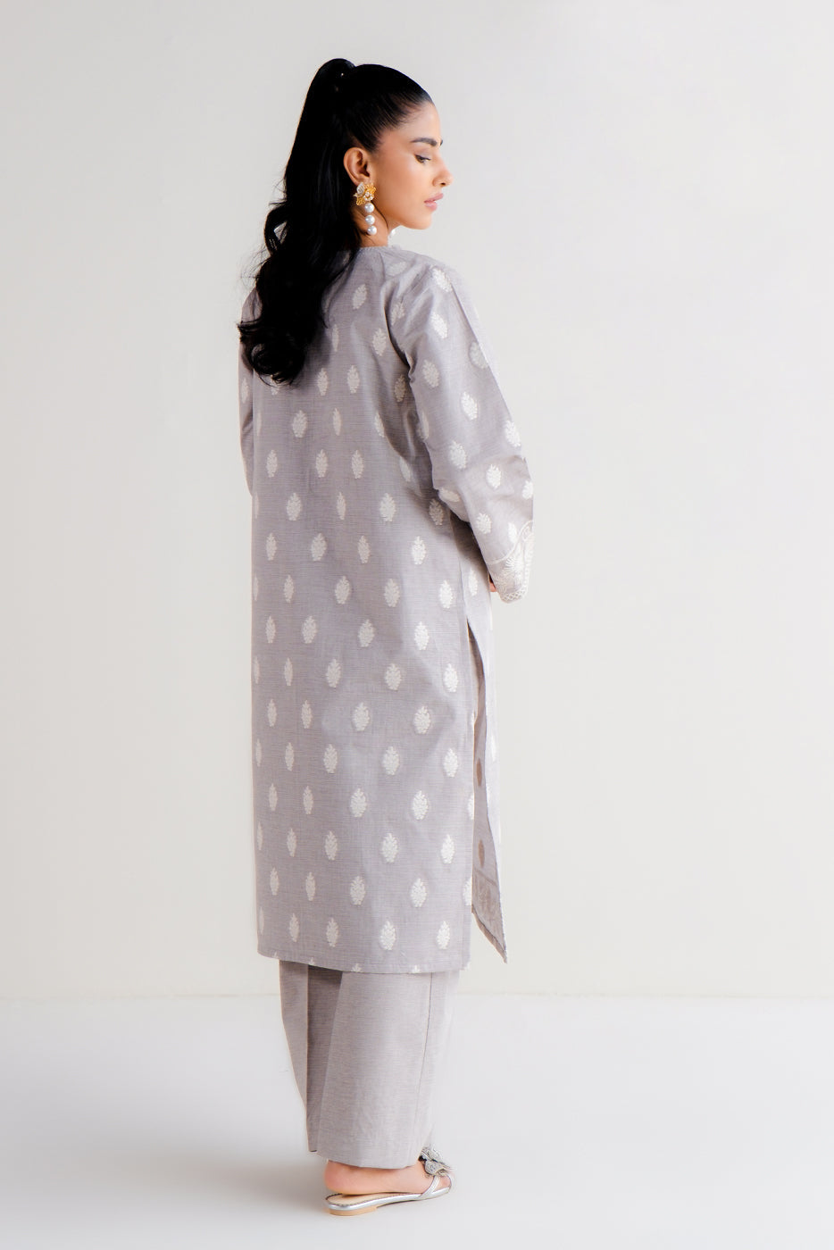 2 Piece Embroidered Two Tone Jacquard Suit-Quartz Glow (Unstitched)