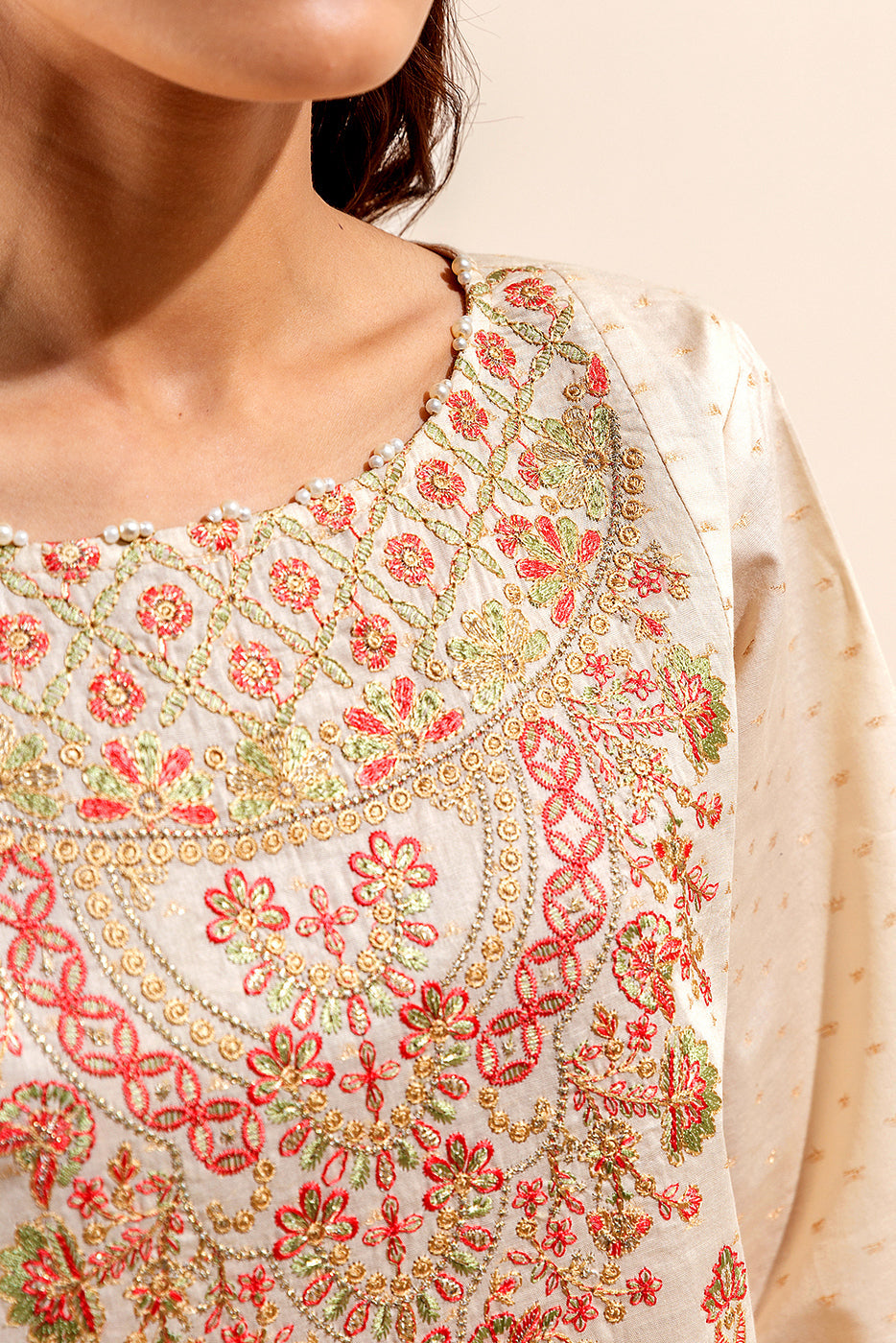 3 Piece Embroidered Jacquard Suit (Unstitched)