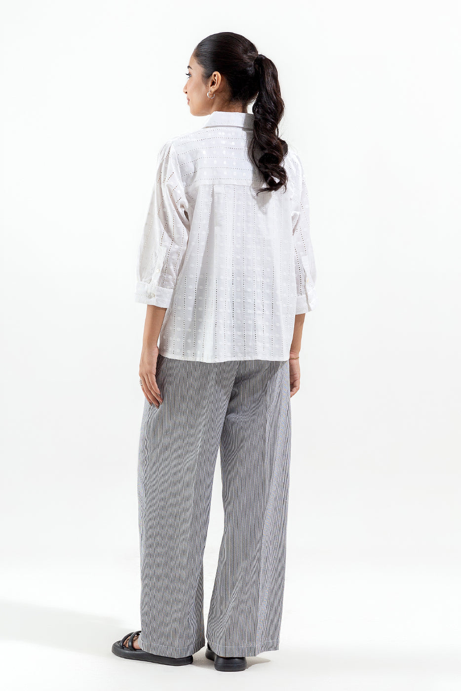 White Shiffli Button-Through Shirt