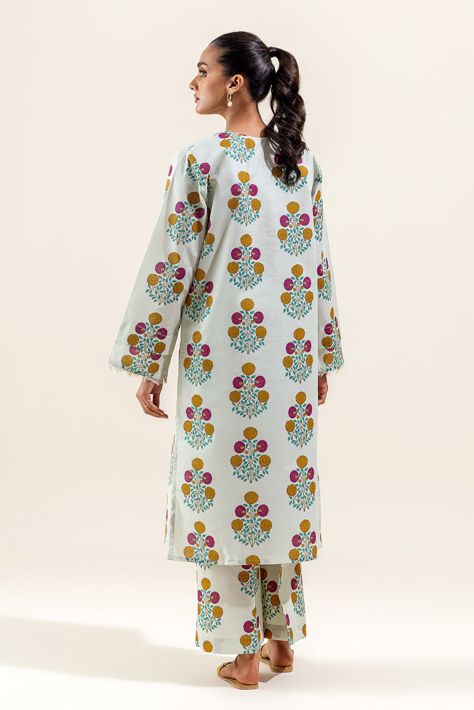 2 Piece Printed Suit-Ivory Bliss (Unstitched)