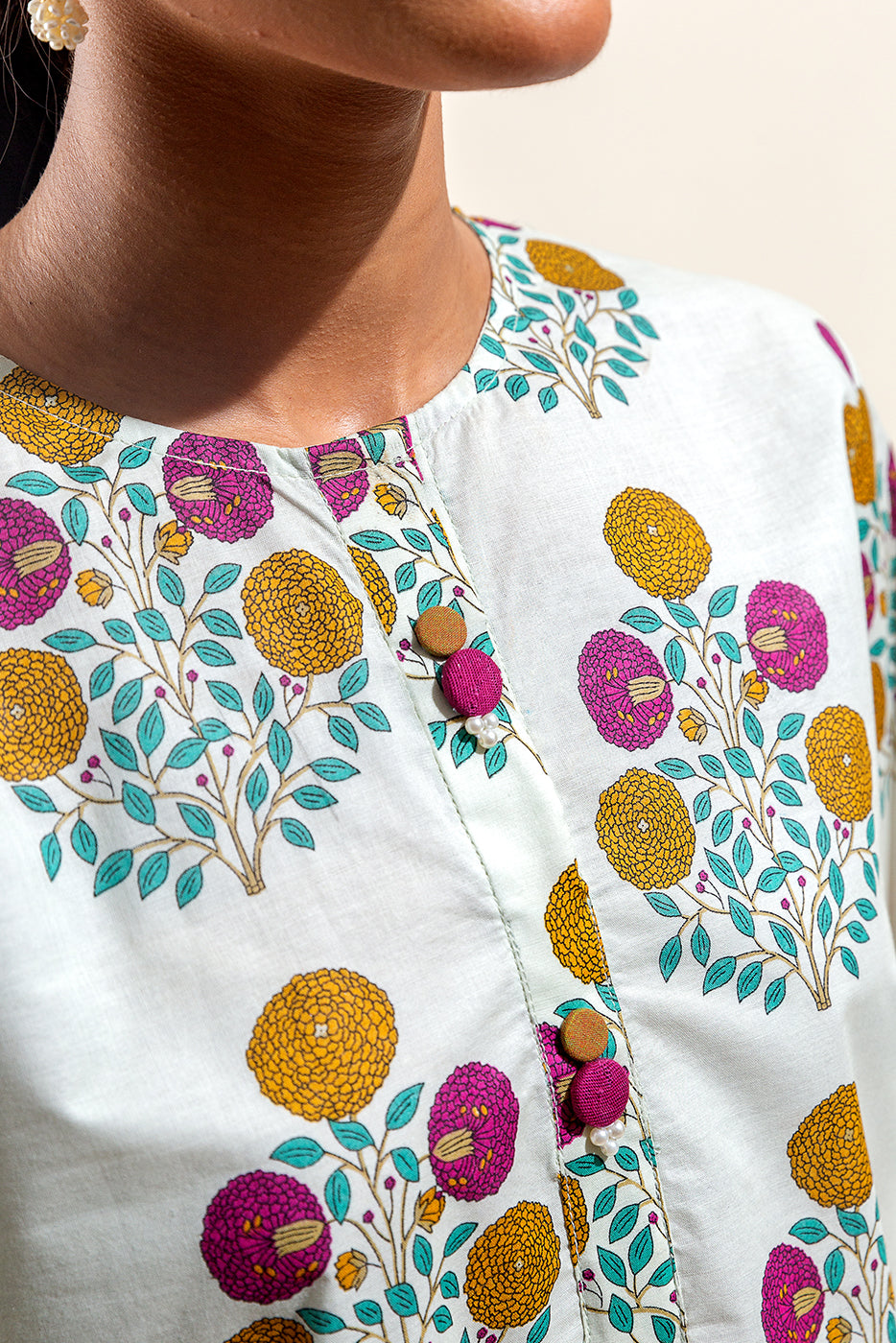 2 Piece Printed Suit-Ivory Bliss (Unstitched)