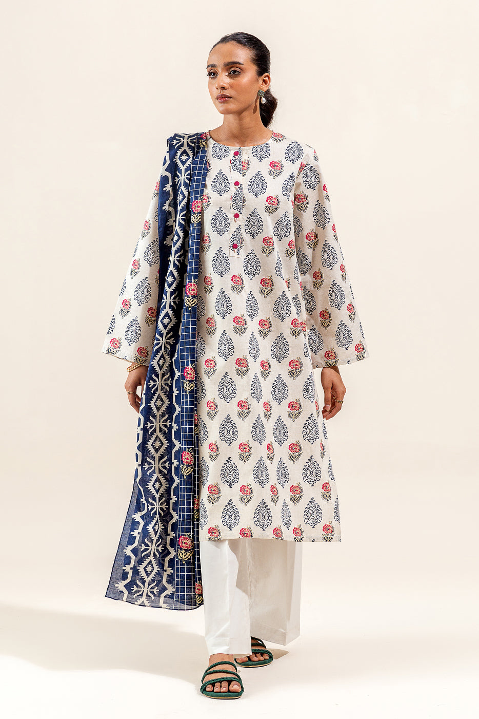 2 Piece Printed Suit-Pale Bliss (Unstitched)