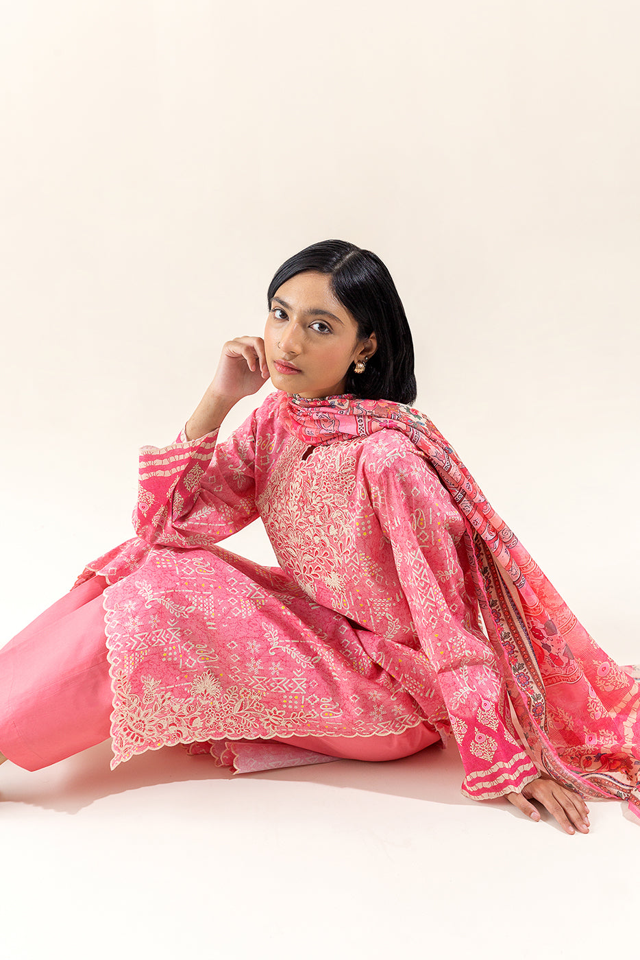 3 Piece Embroidered Lawn Suit-Rouge Gleam (Unstitched)