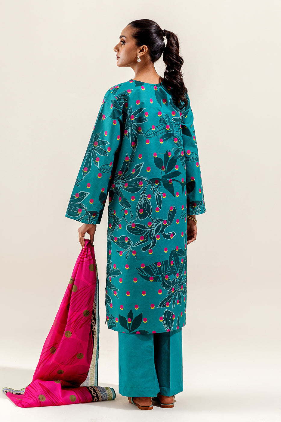 3 Piece Printed Suit-Tiffany Punch (Unstitched)