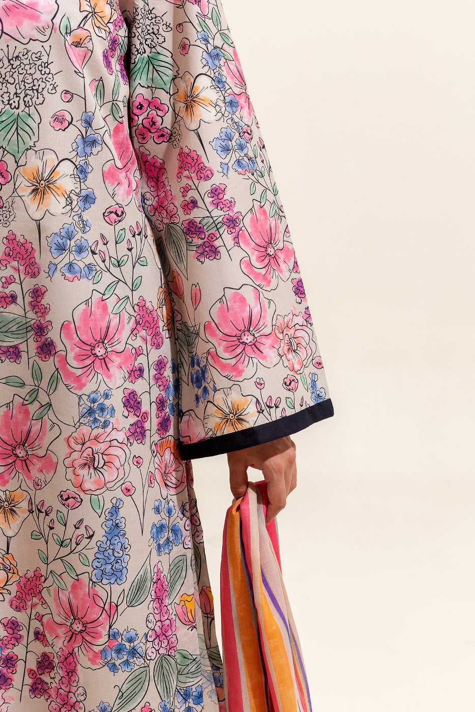 3 Piece Printed Lawn Suit-Floret Dust (Unstitched)