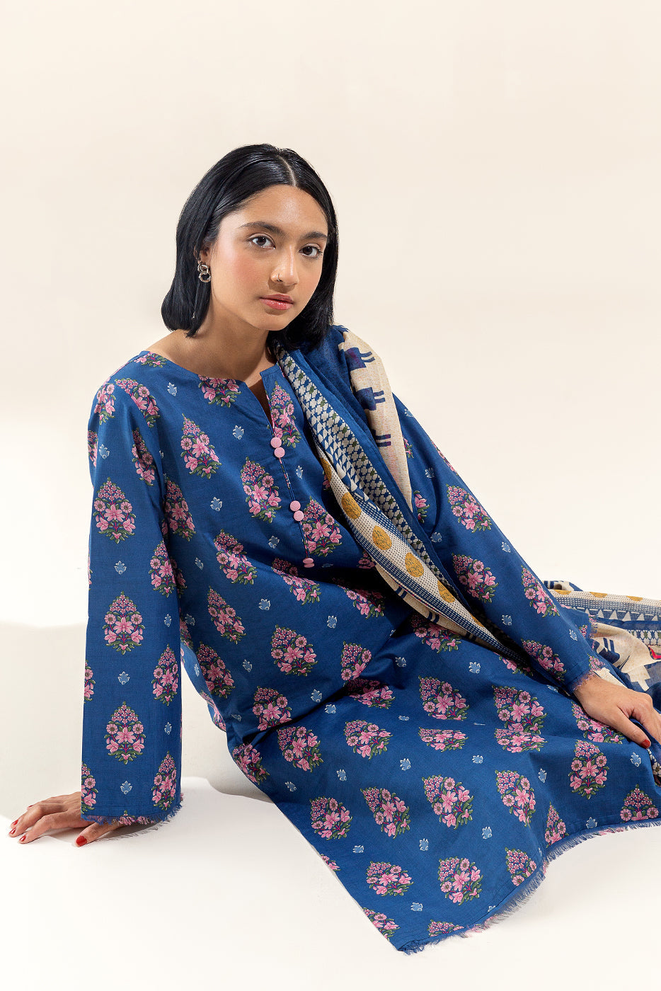 3 Piece Printed Lawn Suit-Aegean Bloom (Unstitched)