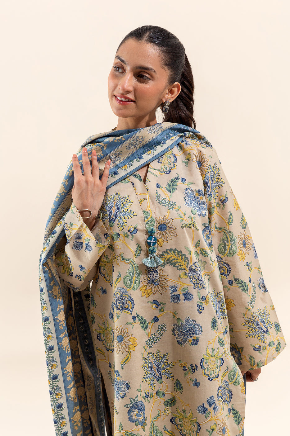 3 Piece Printed Lawn Suit-Jacobean Fantasy (Unstitched)