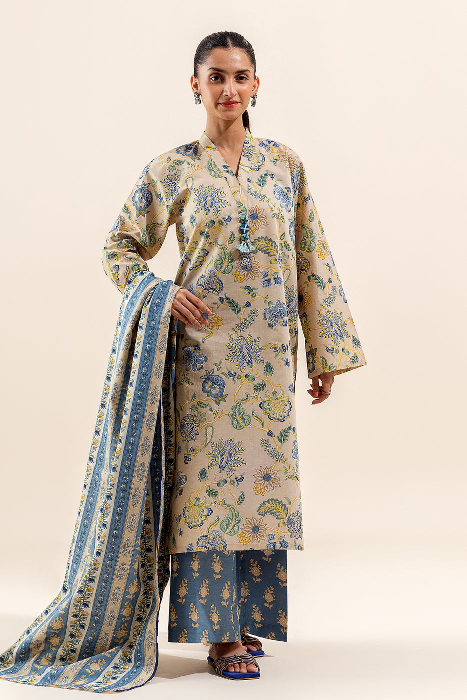 3 Piece Printed Lawn Suit-Jacobean Fantasy (Unstitched)