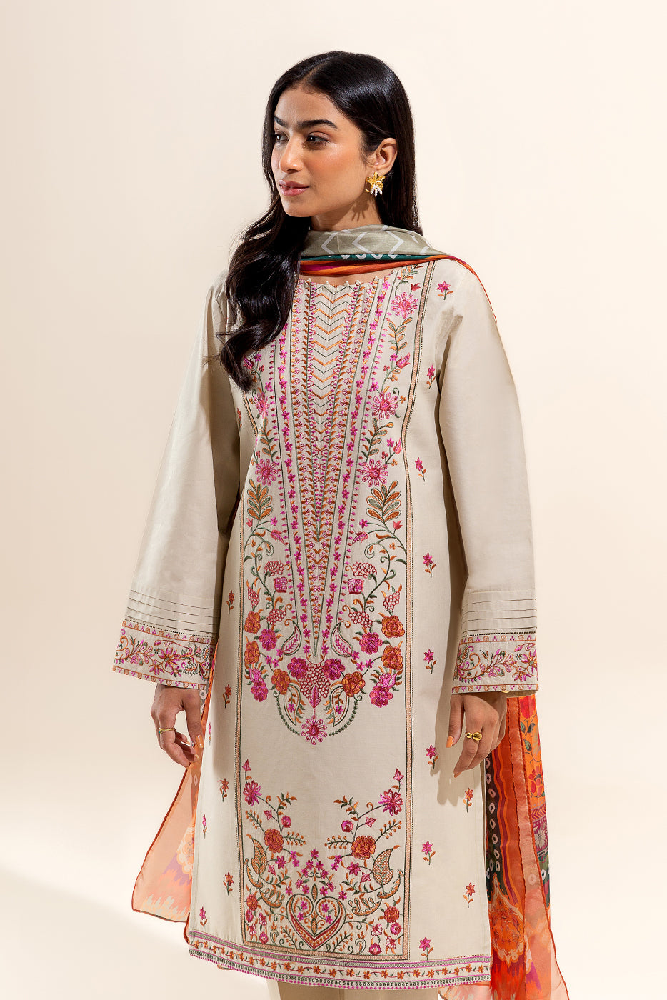 3 Piece Embroidered Lawn Suit-Crewel Bloom (Unstitched)
