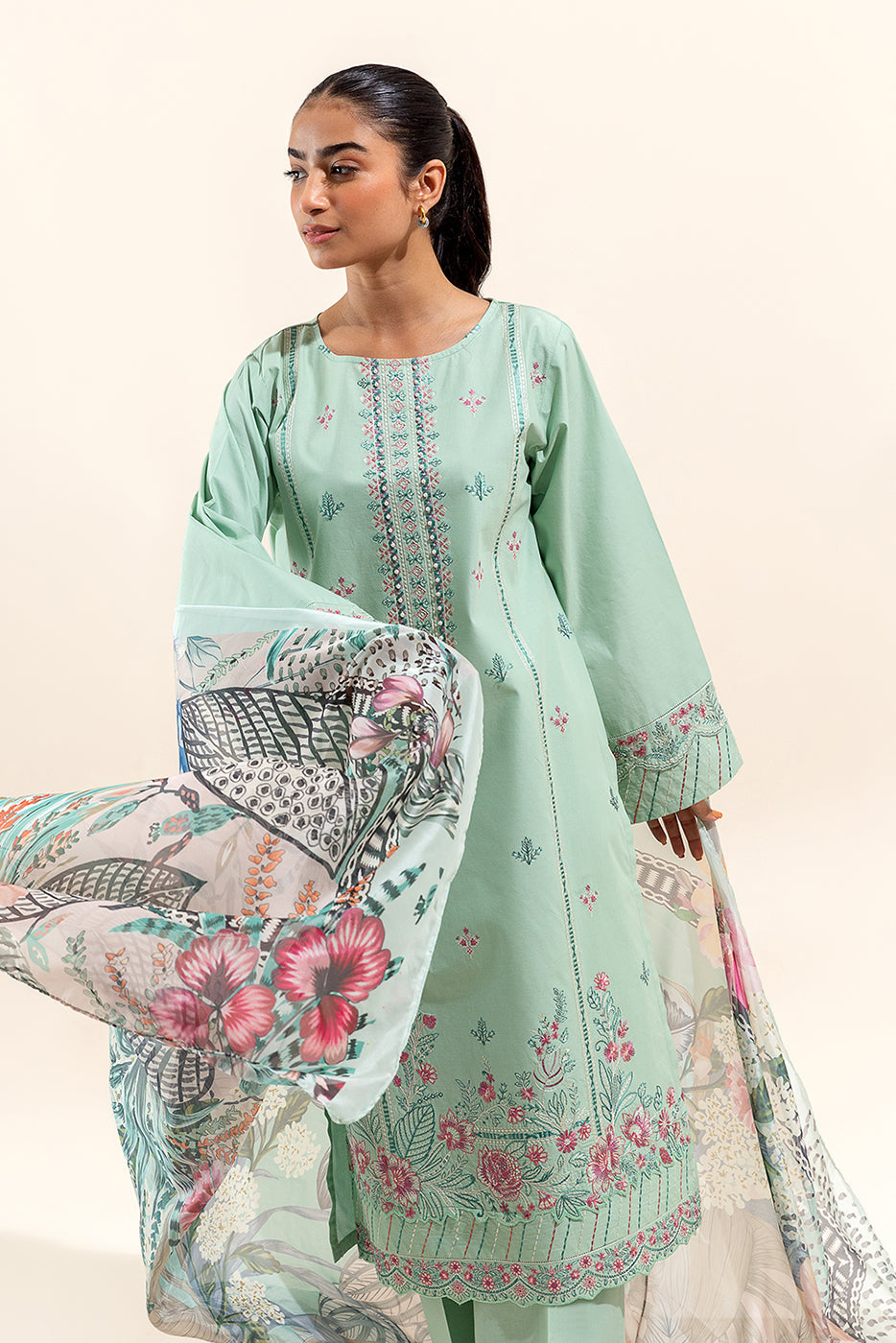 3 Piece Embroidered Lawn Suit-Wildflower Wonders (Unstitched)