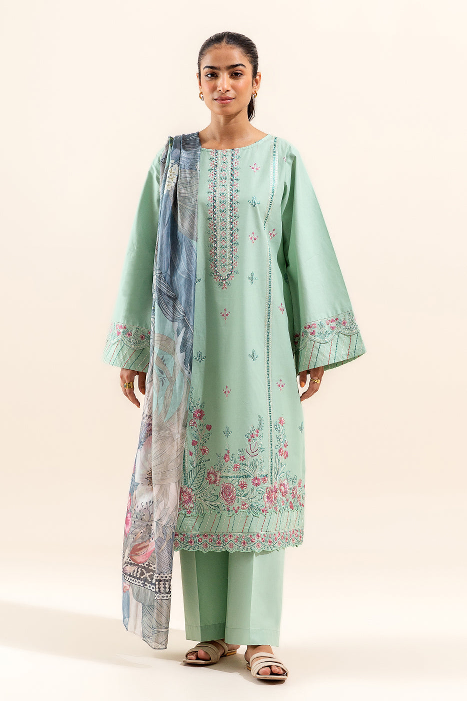 3 Piece Embroidered Lawn Suit-Wildflower Wonders (Unstitched)